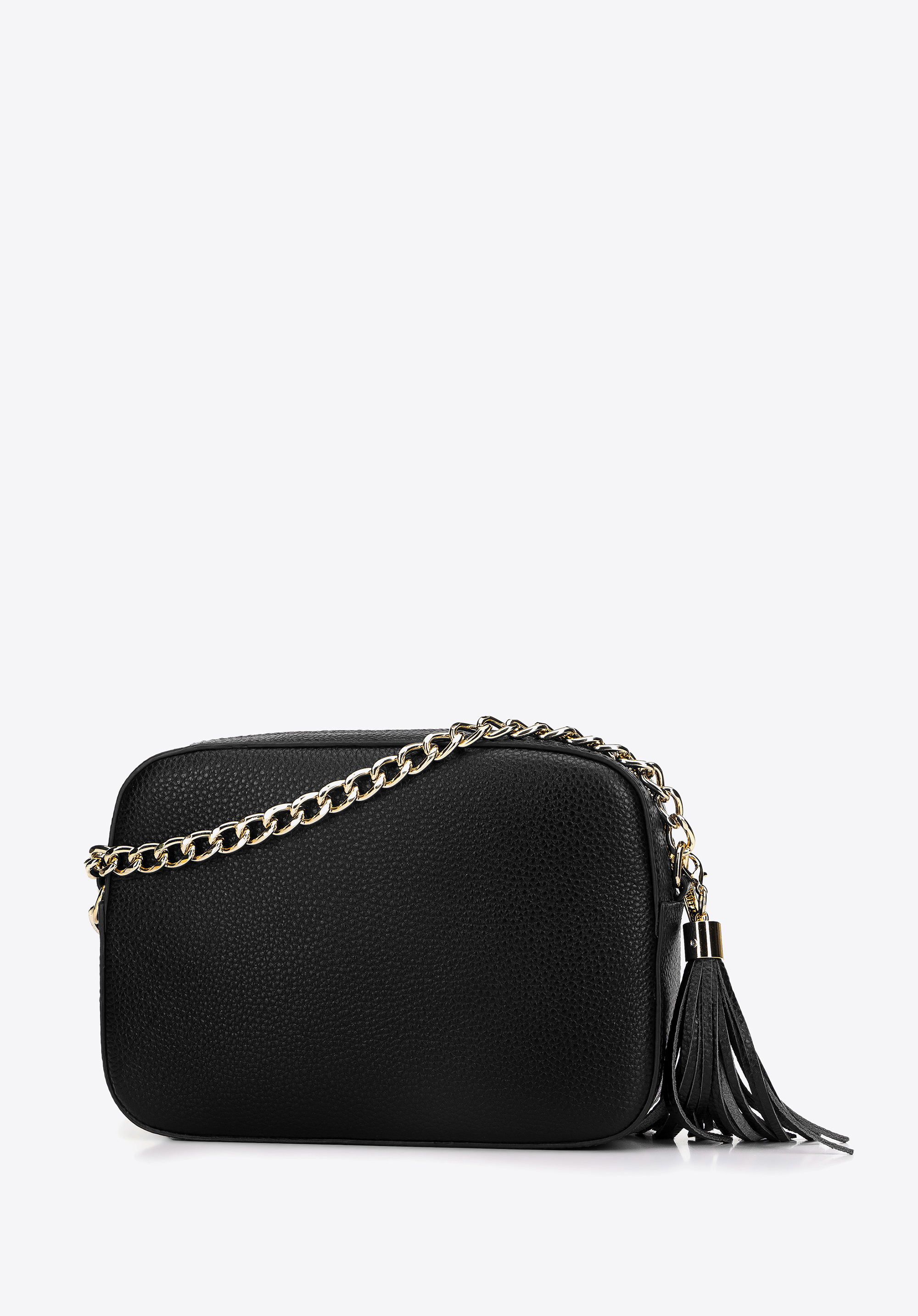 Damska listonoszka skórzana pudełkowa na łańcuszku