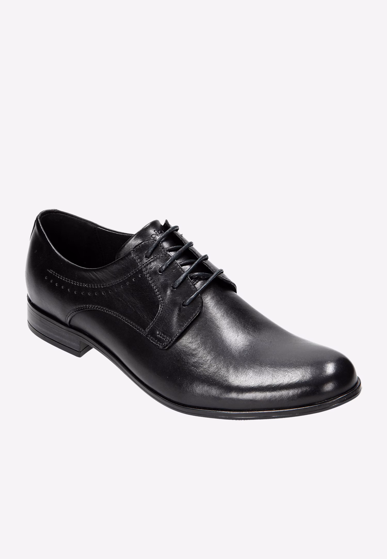 Czarne ponadczasowe półbuty męskie ze skóry licowej