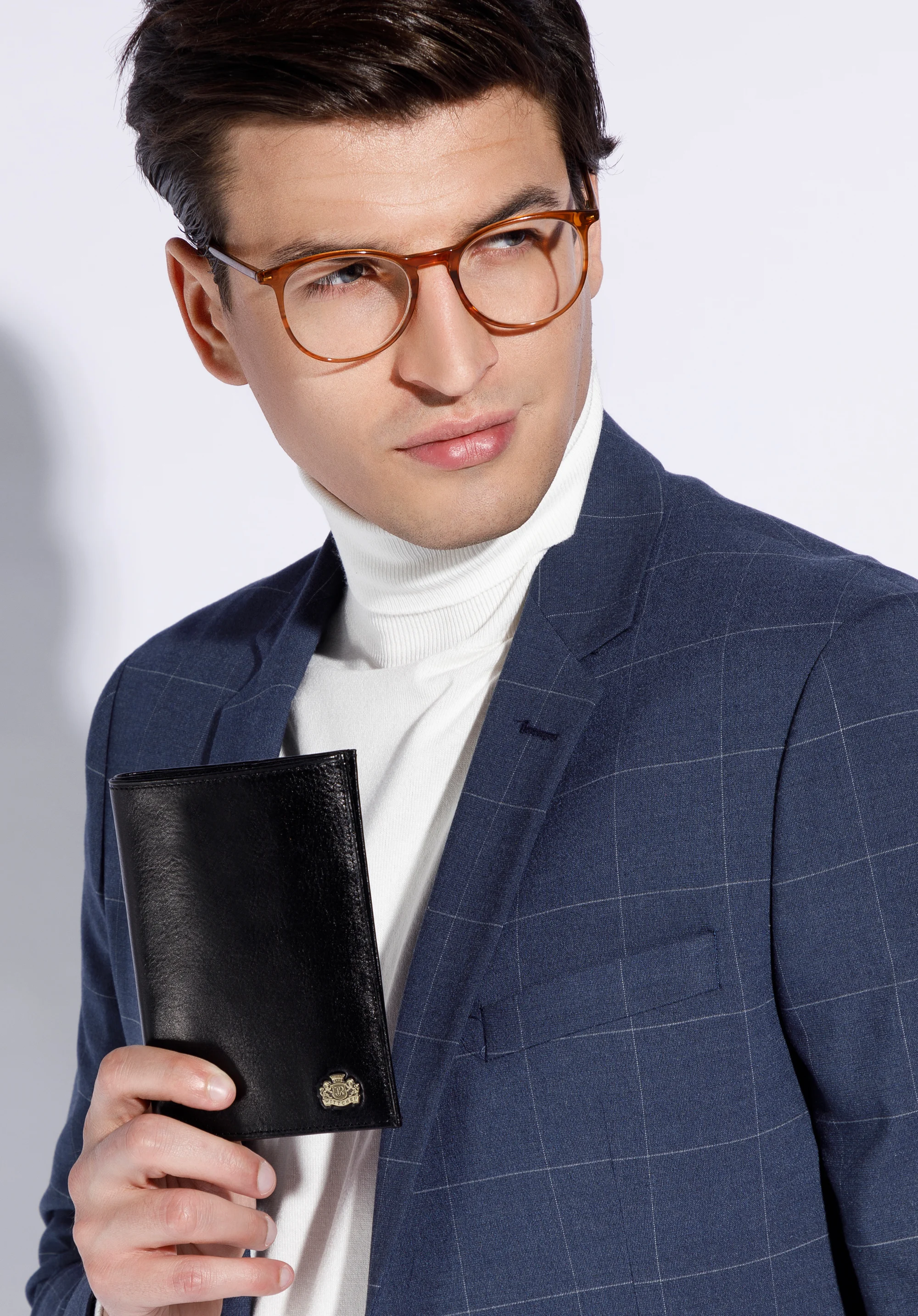 Portfel skórzany z herbem pionowy