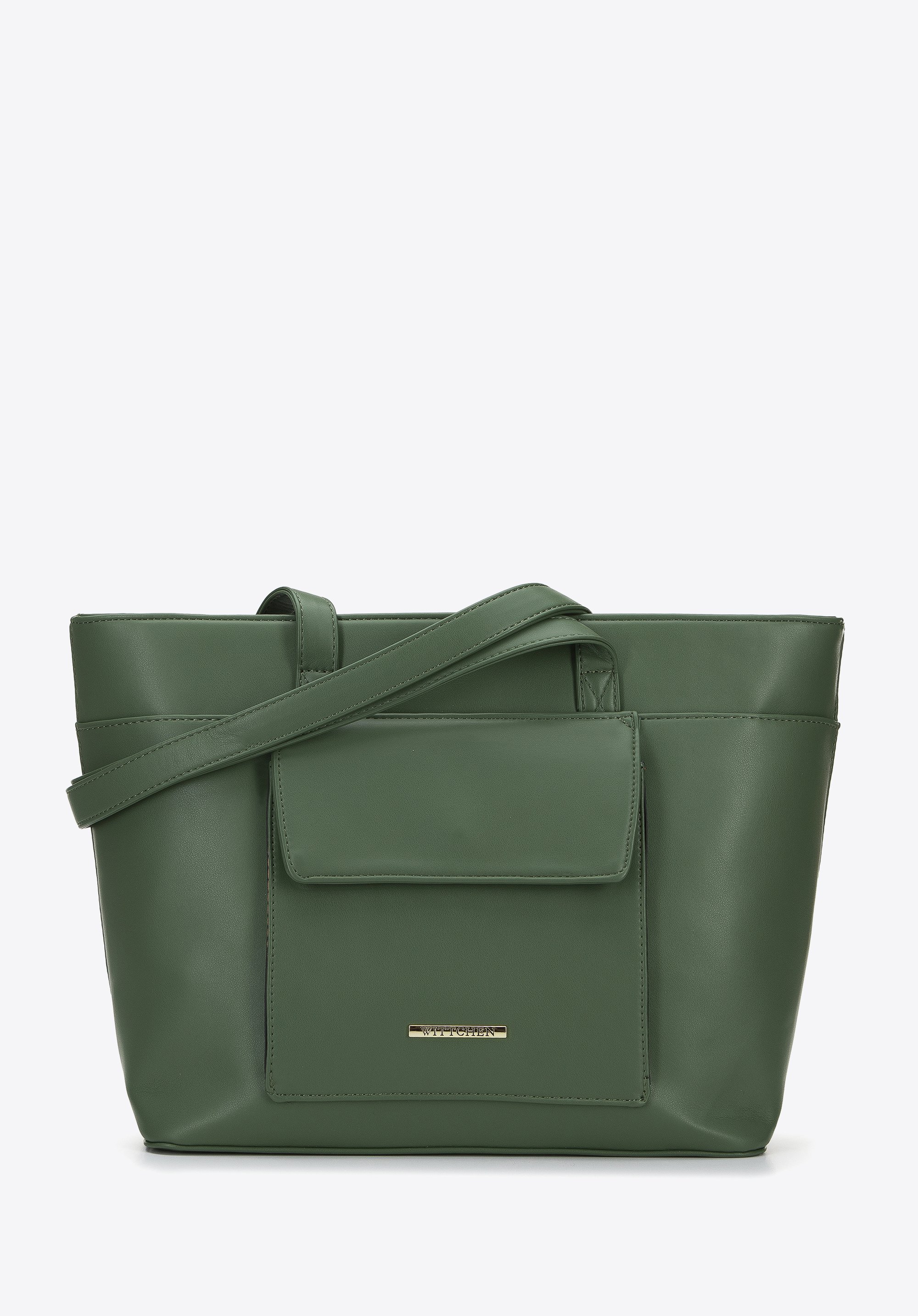 Torebka shopperka z ekoskóry z kieszenią z przodu