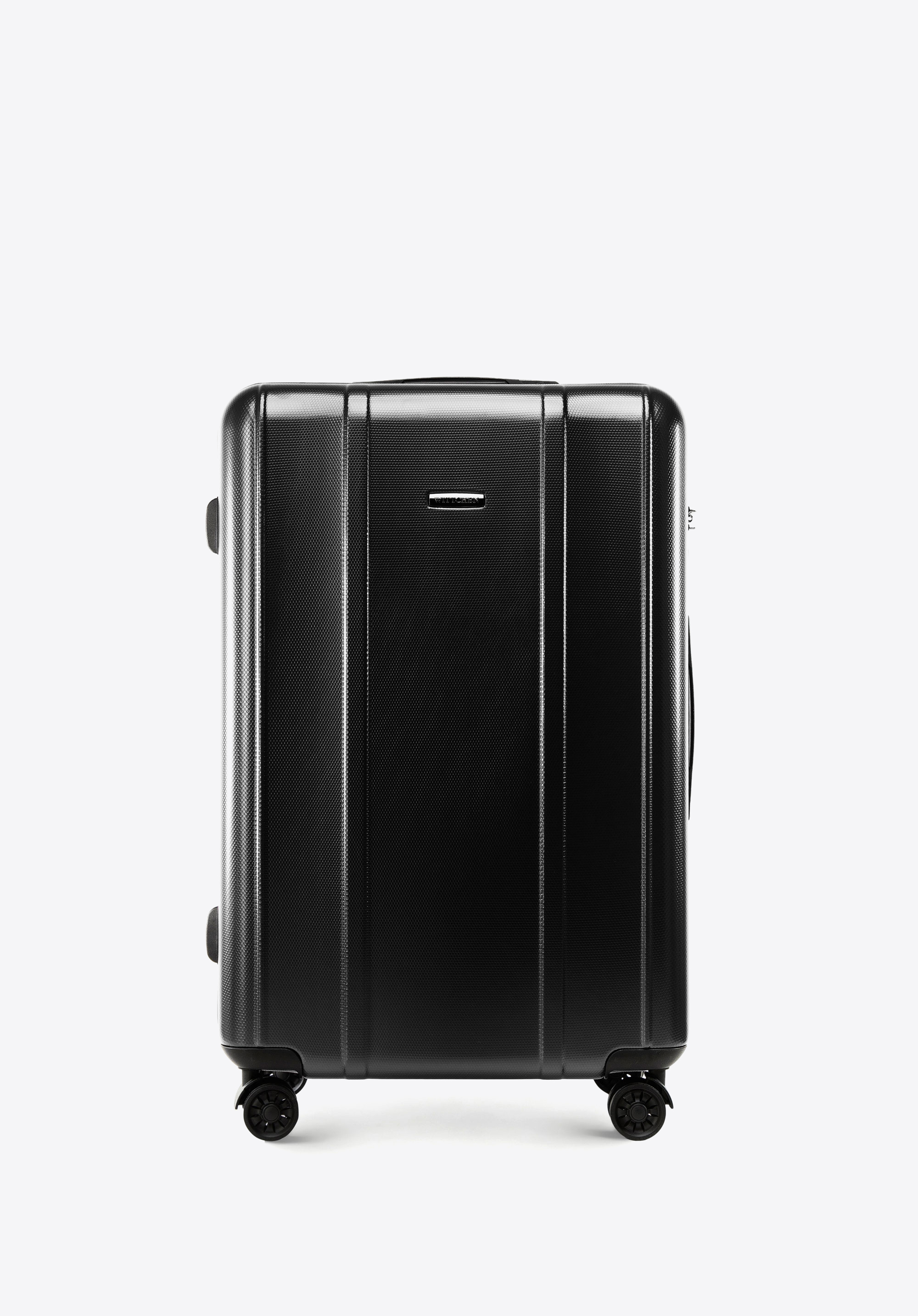 Walizka kabinowa z polikarbonu z pionowymi tłoczeniami