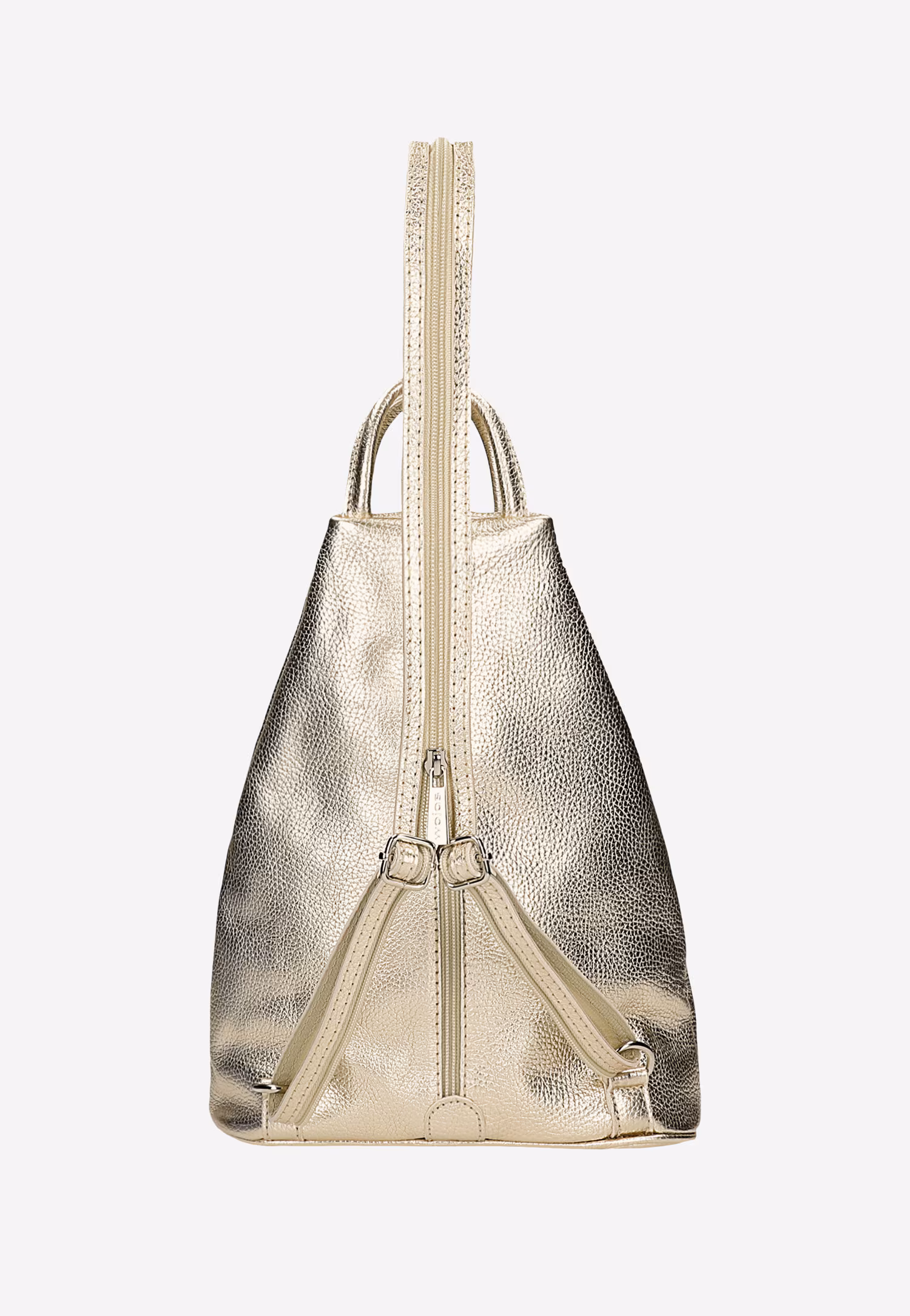 Beżowy trójkątny plecak miejski z suwakiem