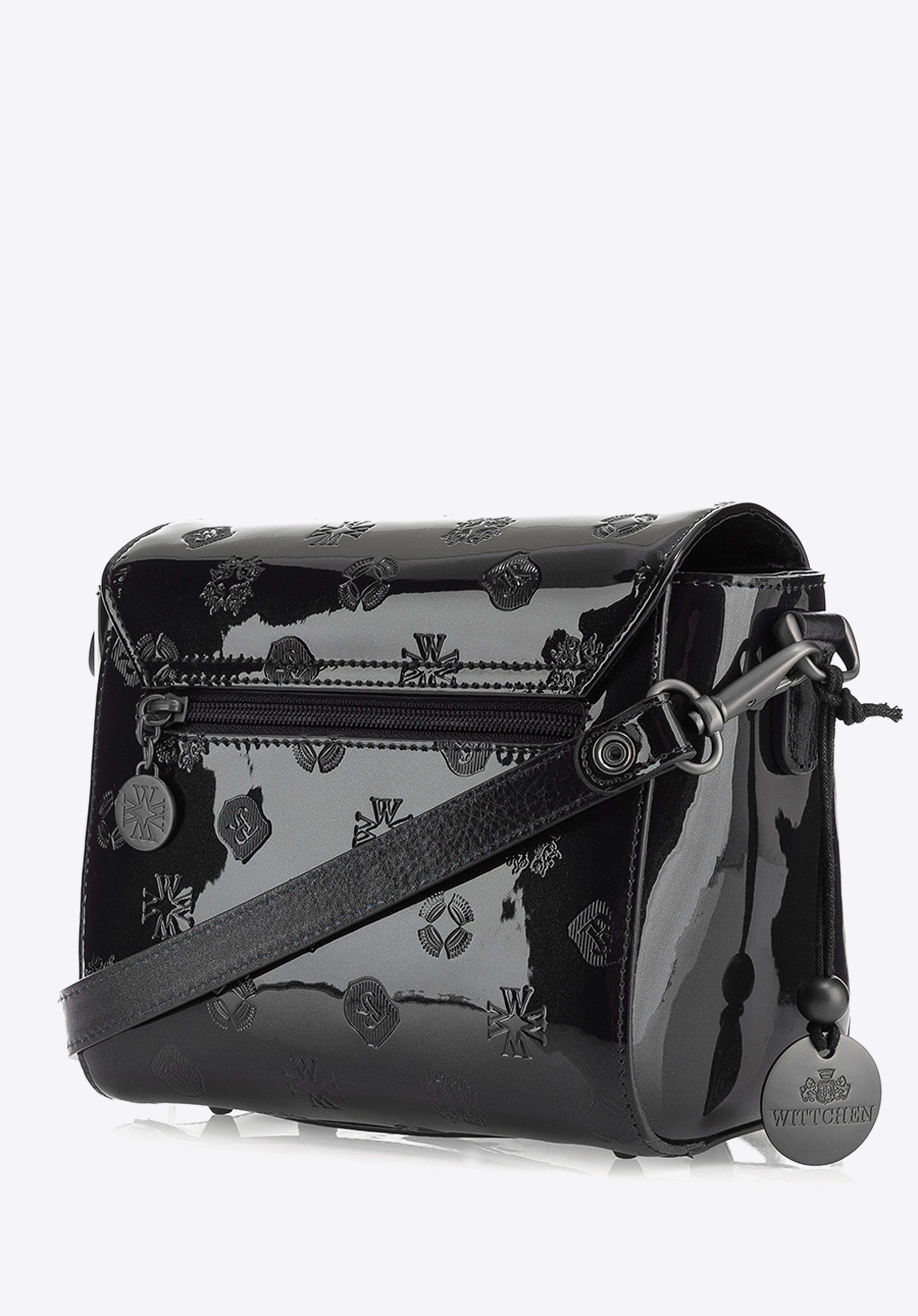 Damska listonoszka ze skóry lakierowanej wytłaczana