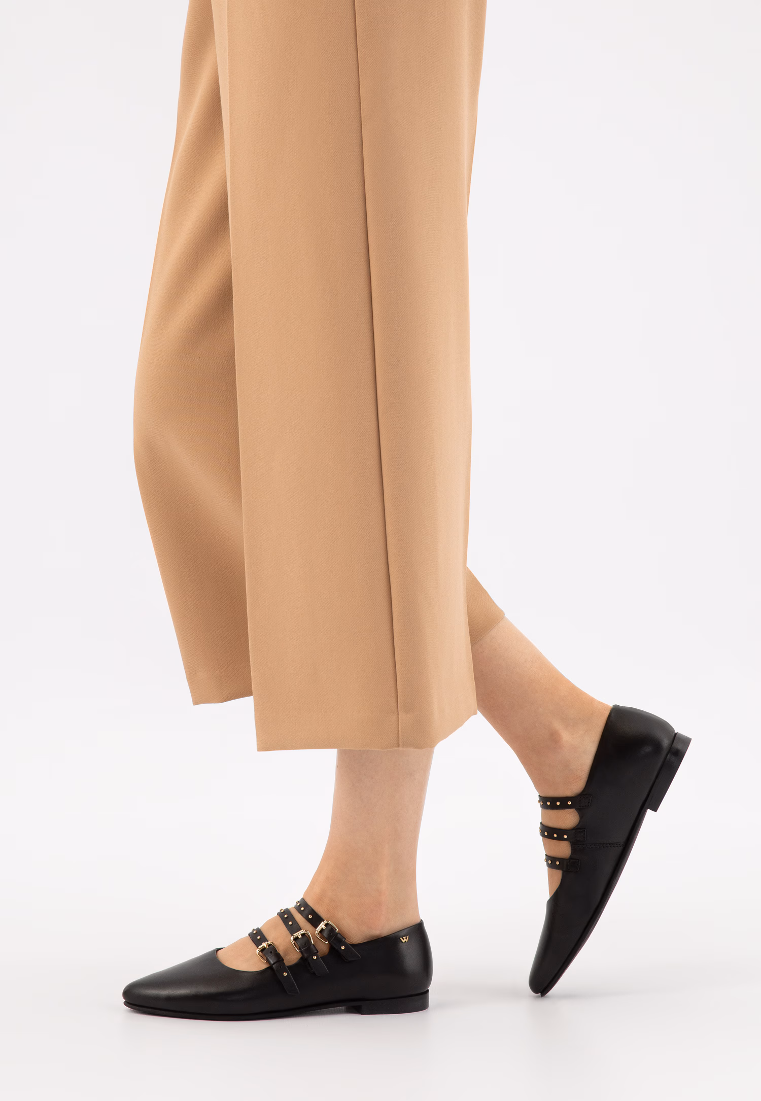 Baleriny damskie w stylu Mary Jane z trzema paskami