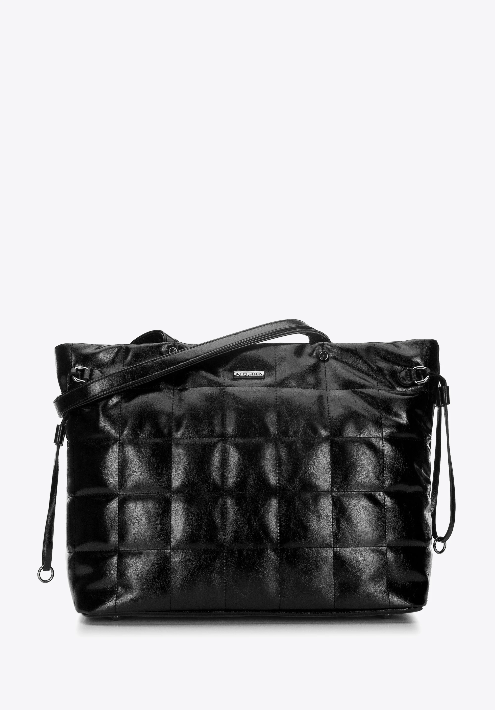 Torebka shopperka z ekoskóry pikowana w kwadraty