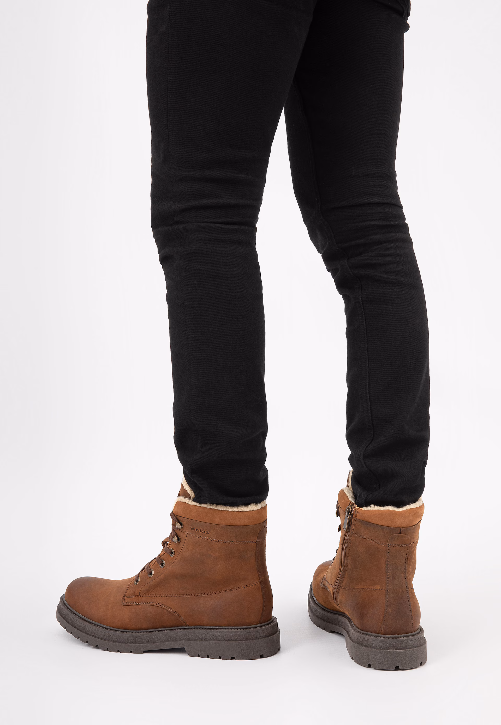 Czarne zimowe trzewiki męskie ze skóry crazy horse i nubuku