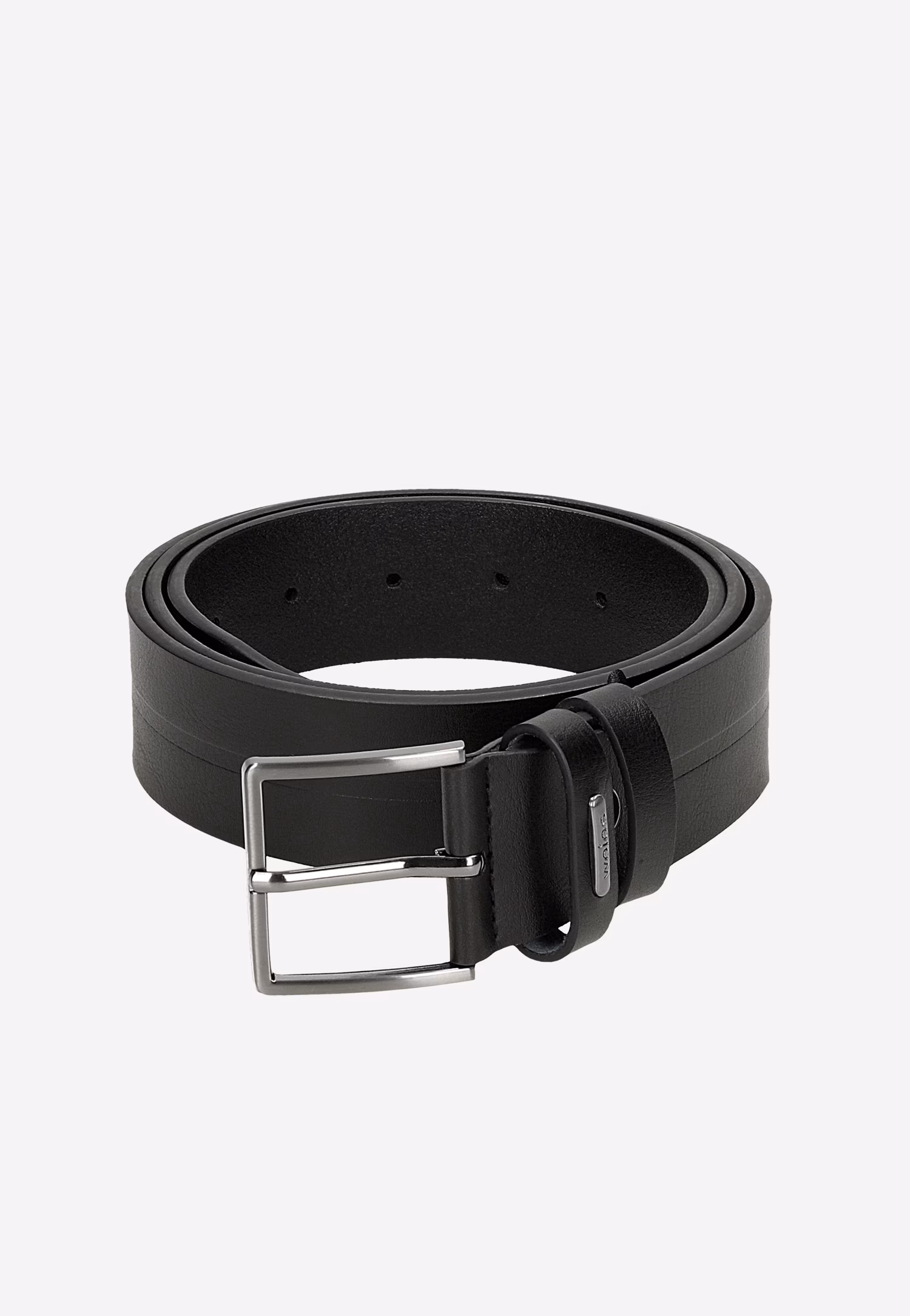 Czarny skórzany pasek męski z tłoczeniem