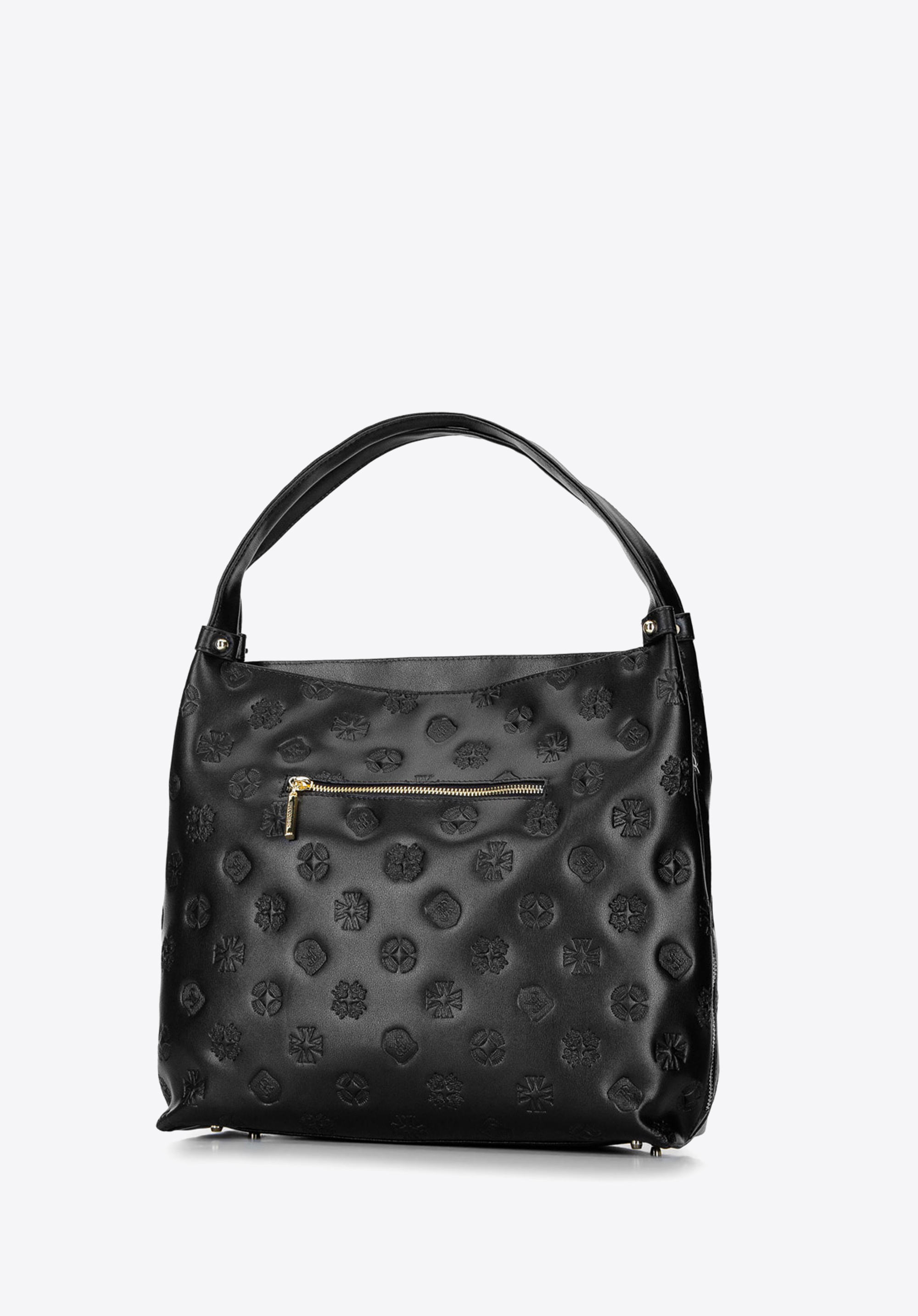 Torebka worek skórzana z monogramem i suwakami