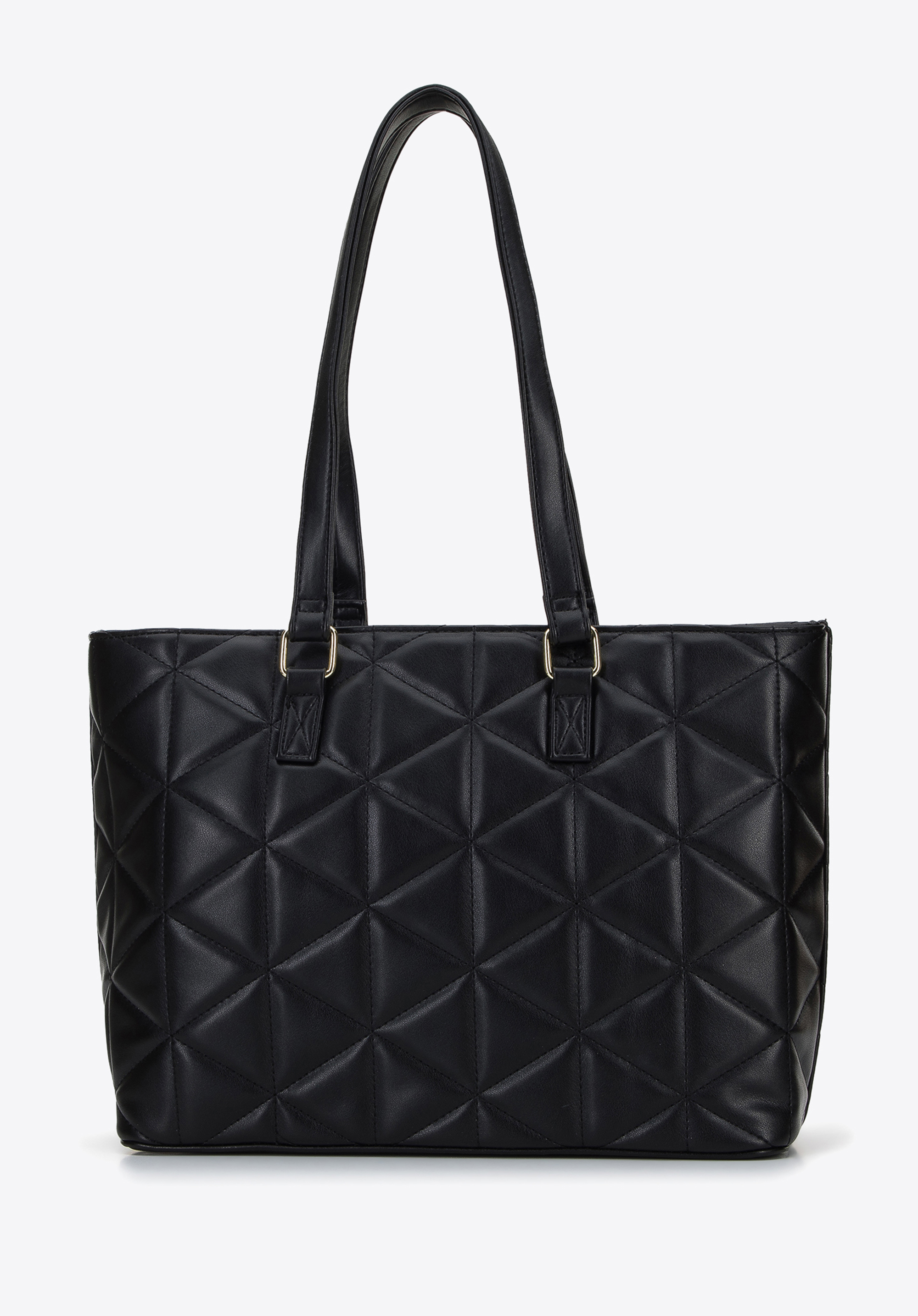 Torebka shopperka z ekoskóry pikowanej w trójkąty z łańcuszkiem