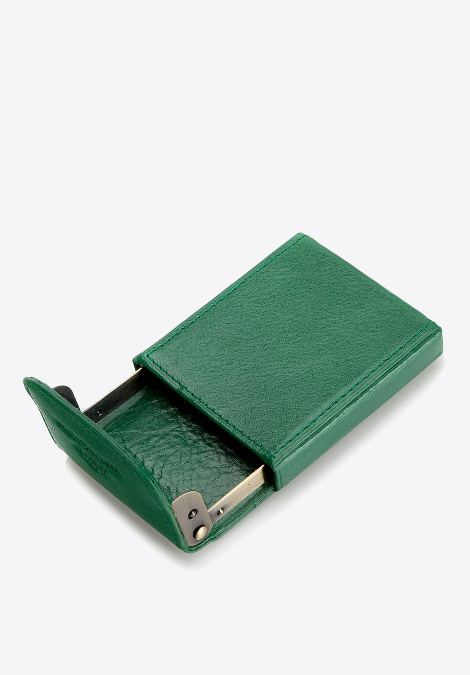 Etui na wizytówki skórzane metalowe