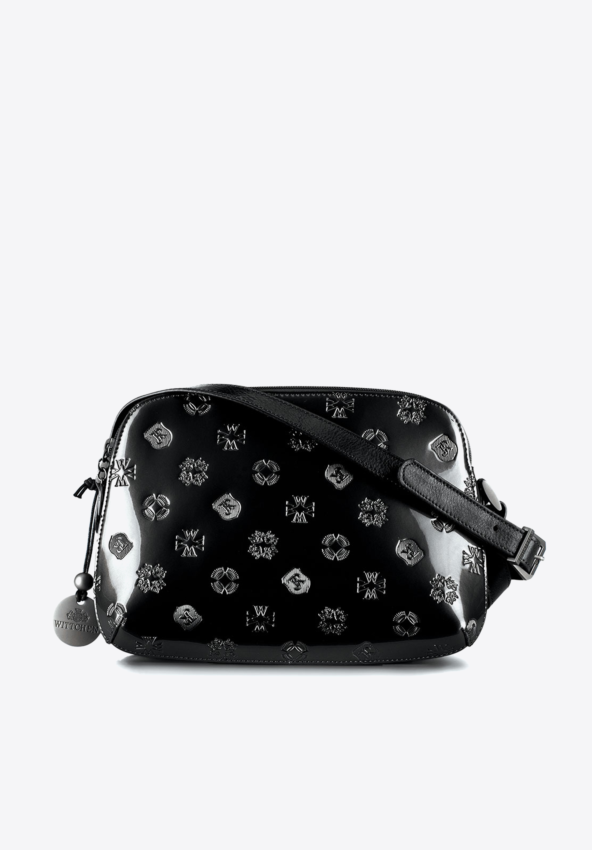 Damska listonoszka skórzana lakierowana z monogramem