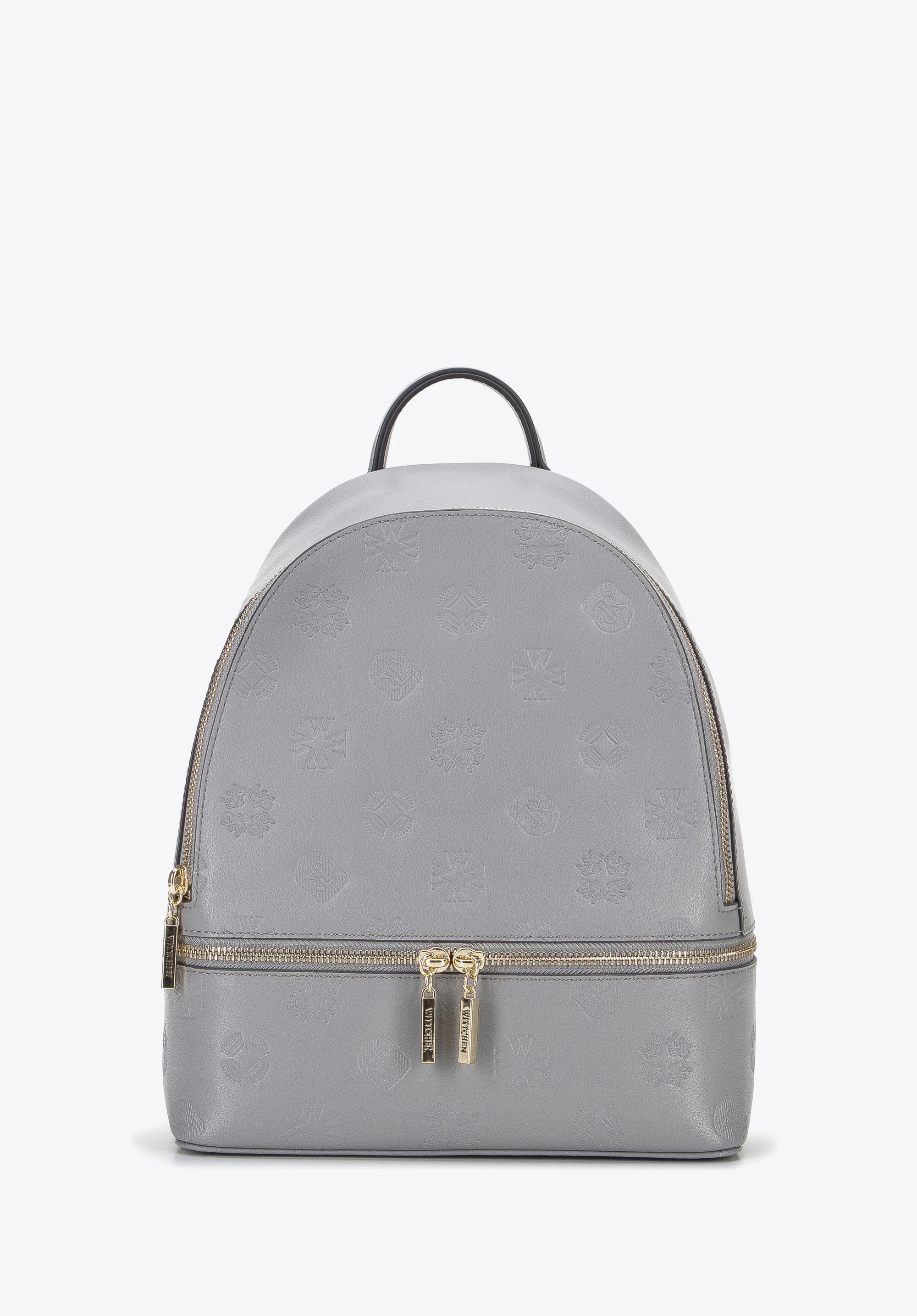 Damski plecak skórzany w monogram z poziomym suwakiem