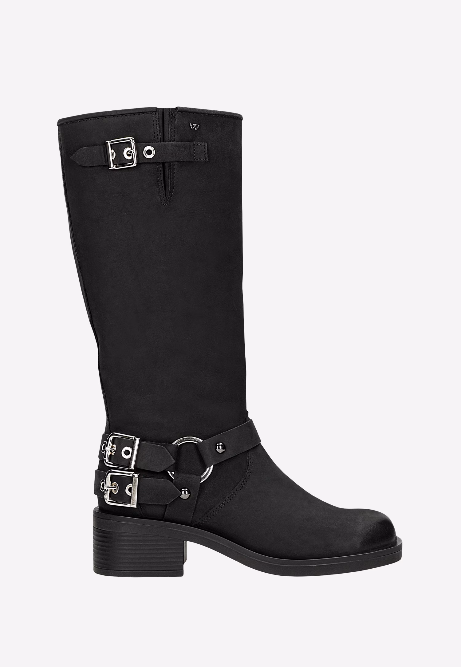 Czarne kozaki motocyklowe skórzane