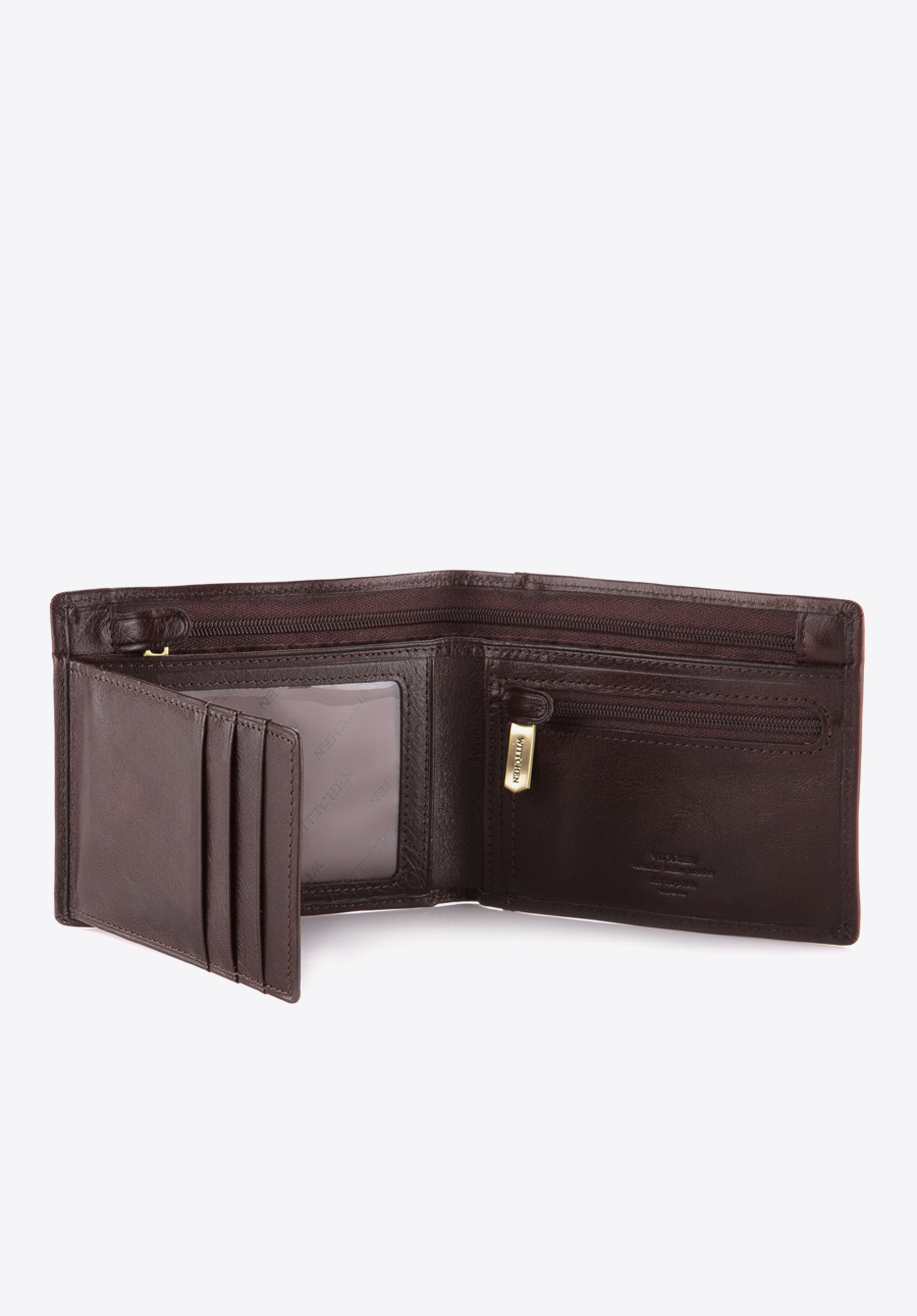 Męski portfel skórzany z dwoma suwakami