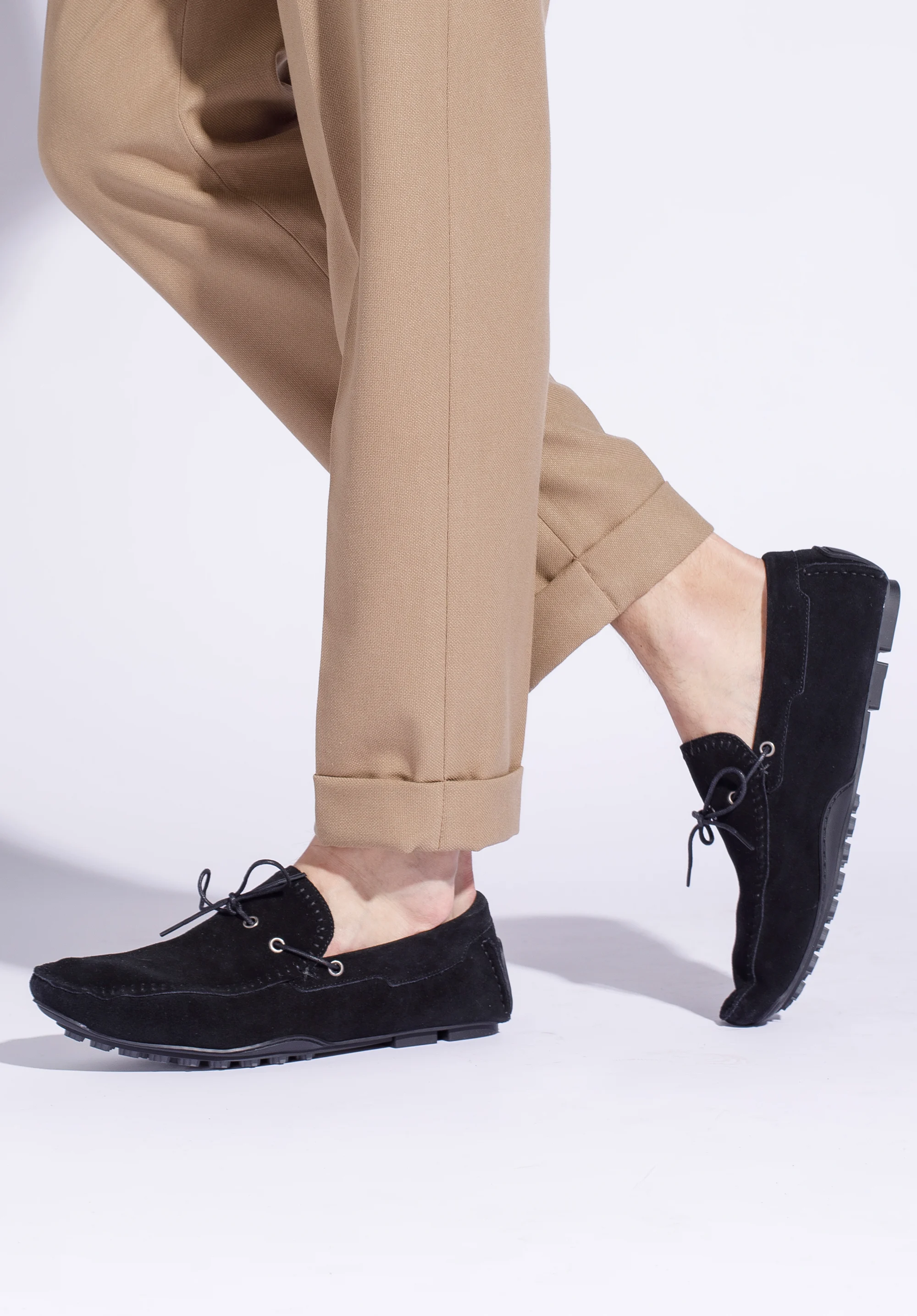 Męskie mokasyny samochodowe ze skóry zamszowej