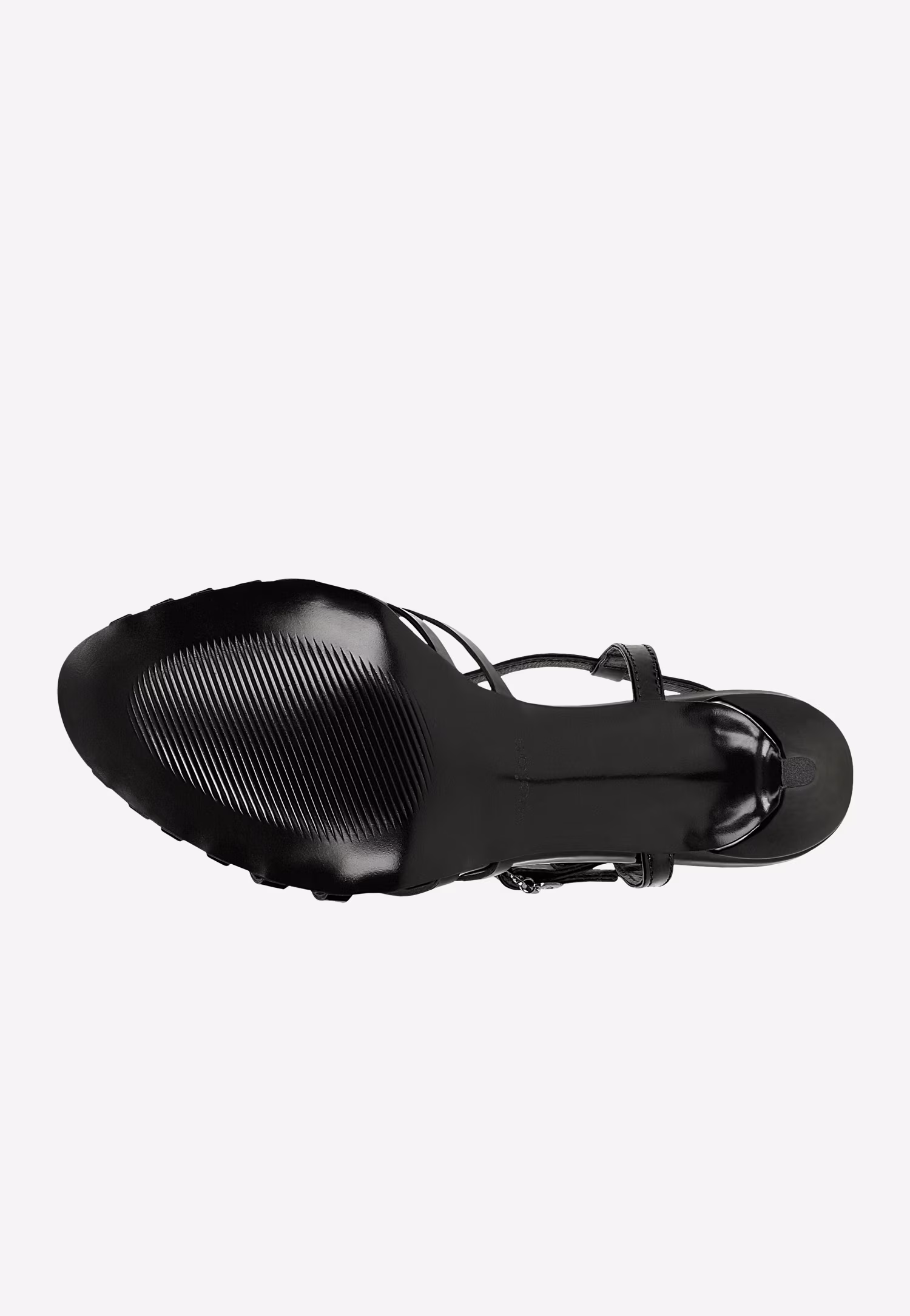 Czarne lakierowane sandały damskie z zabudowanym przodem