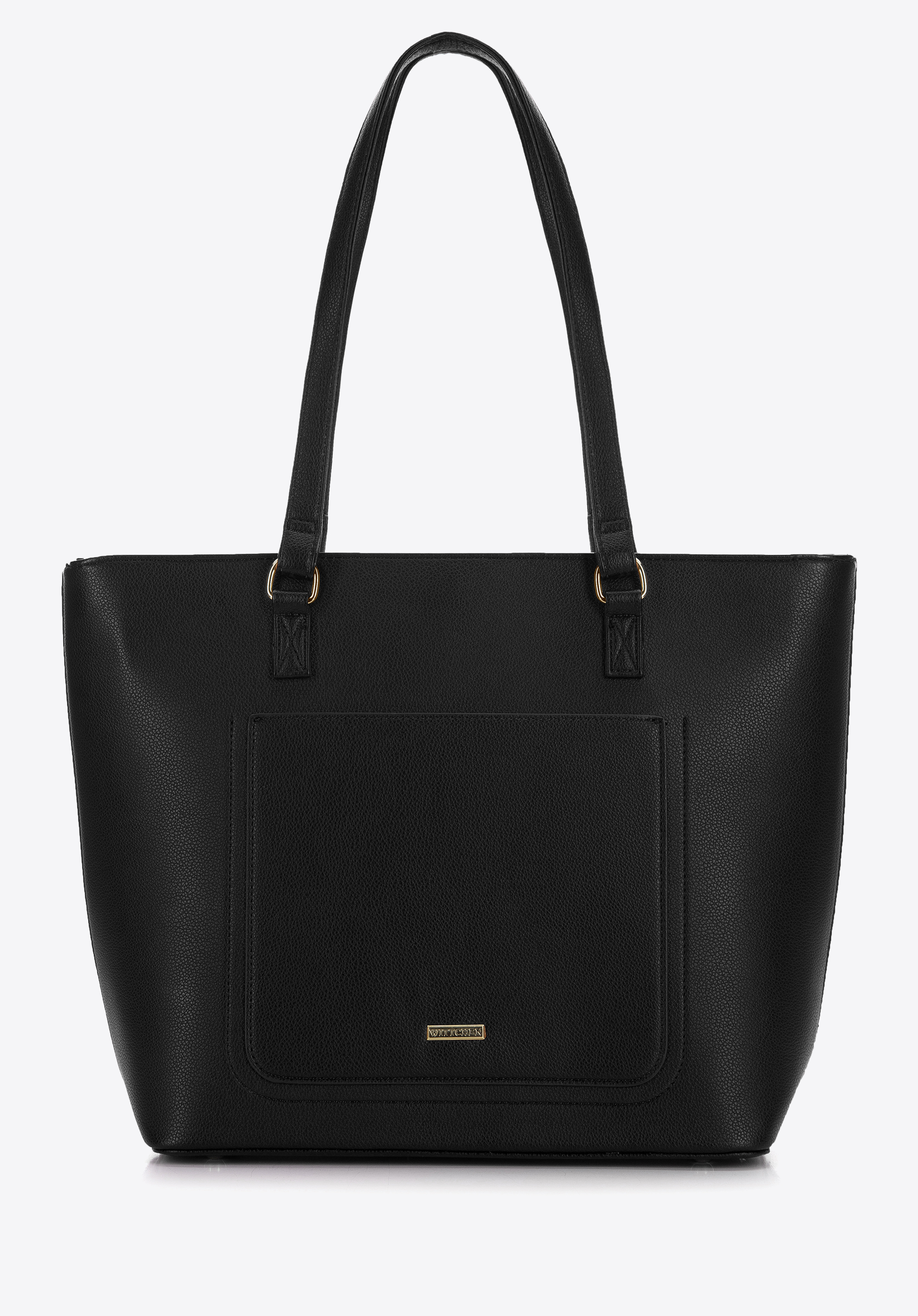 Torebka shopperka z ekoskóry z otwartą kieszenią z przodu