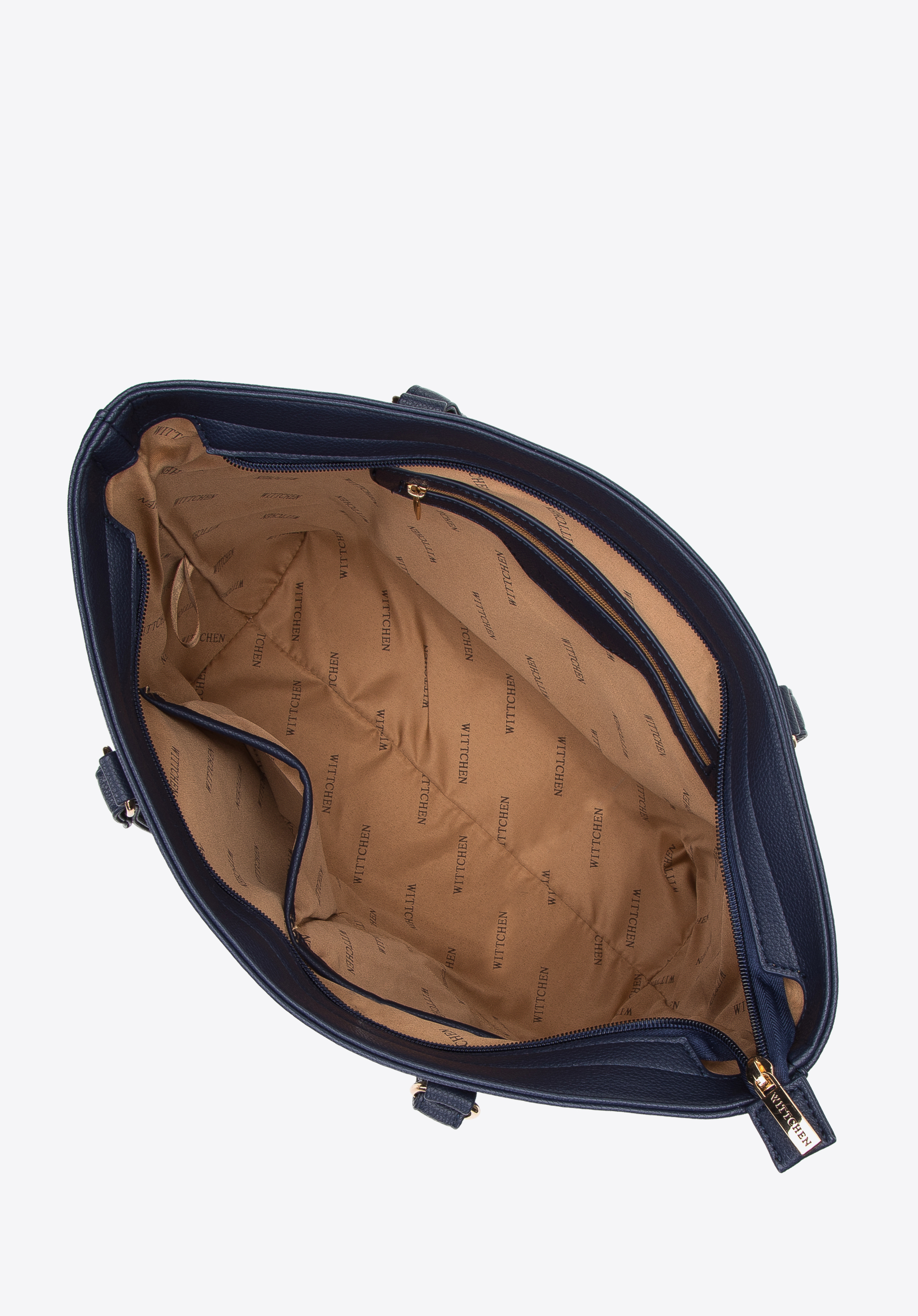 Torebka shopperka z ekoskóry z otwartą kieszenią z przodu