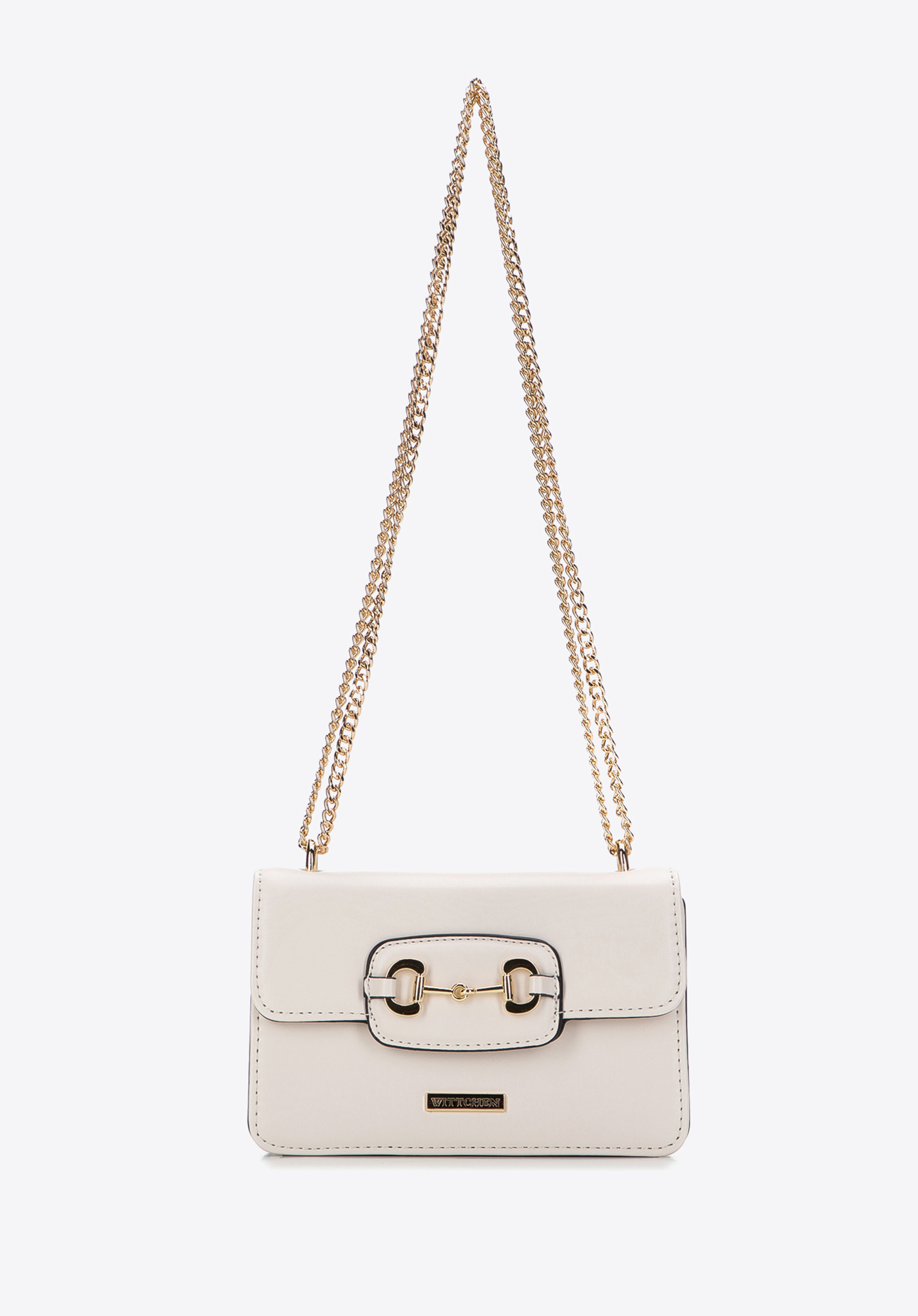 Damska minitorebka z ozdobną klamrą na łańcuszku