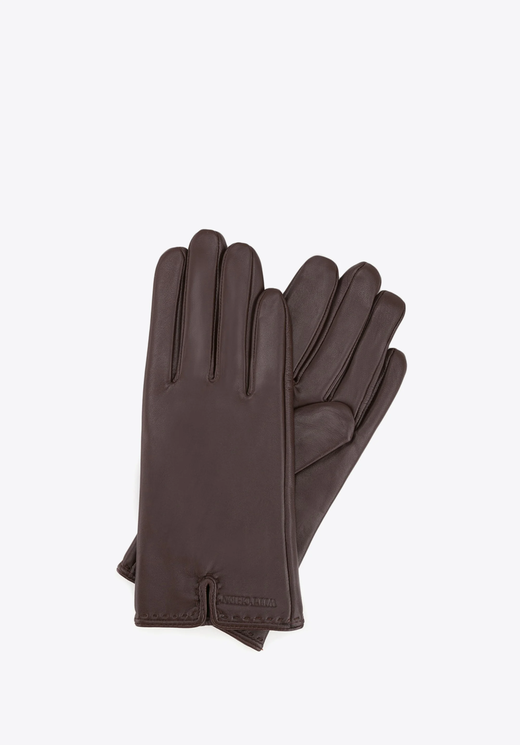 Damskie rękawiczki ze skóry z wycięciem