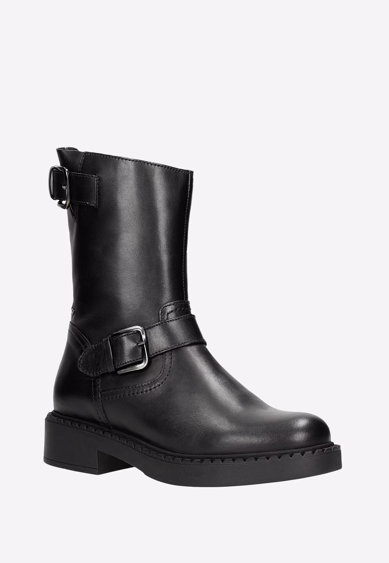 Czarne skórzane botki damskie typu bikery