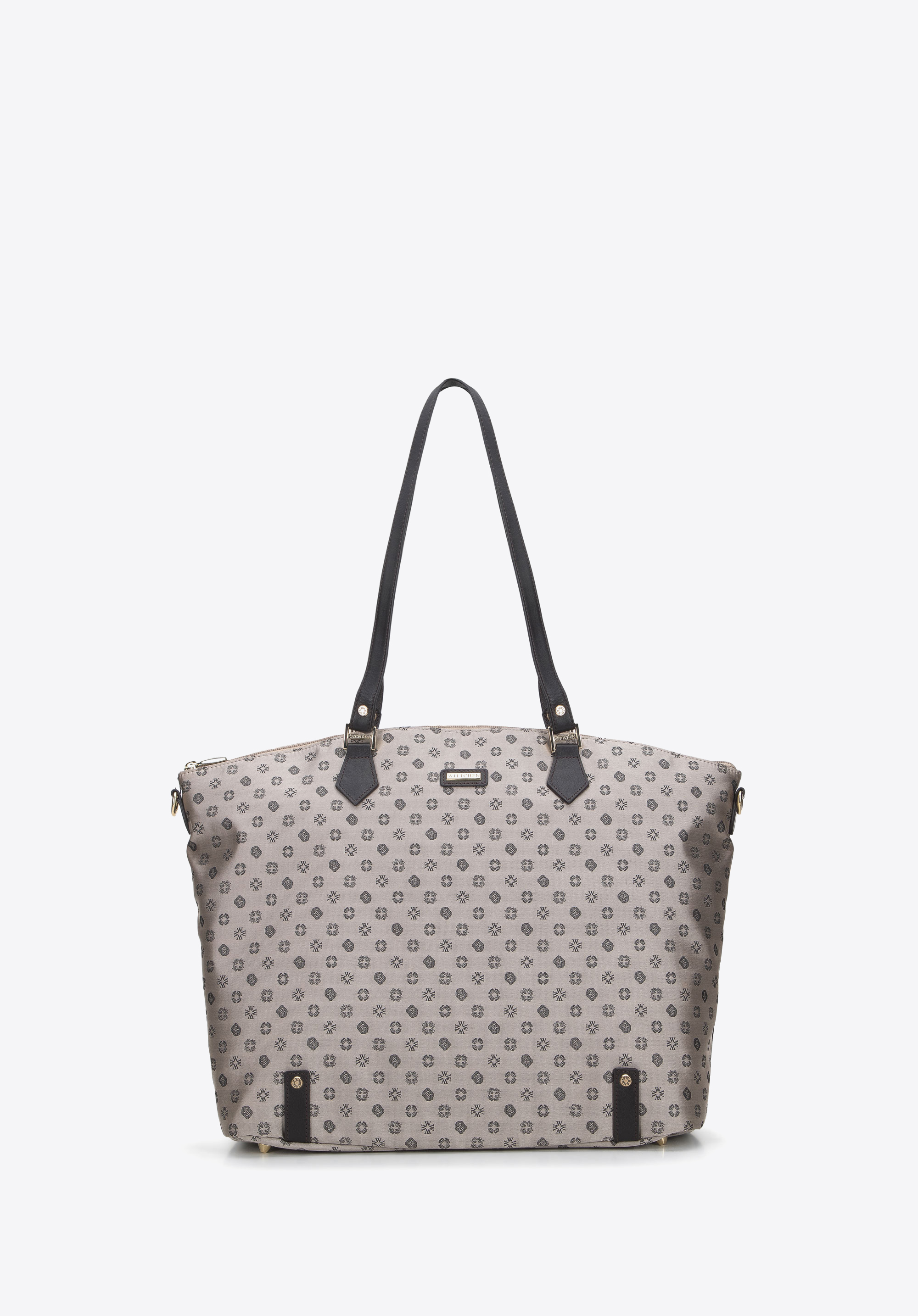 Torebka shopperka z żakardu i skóry