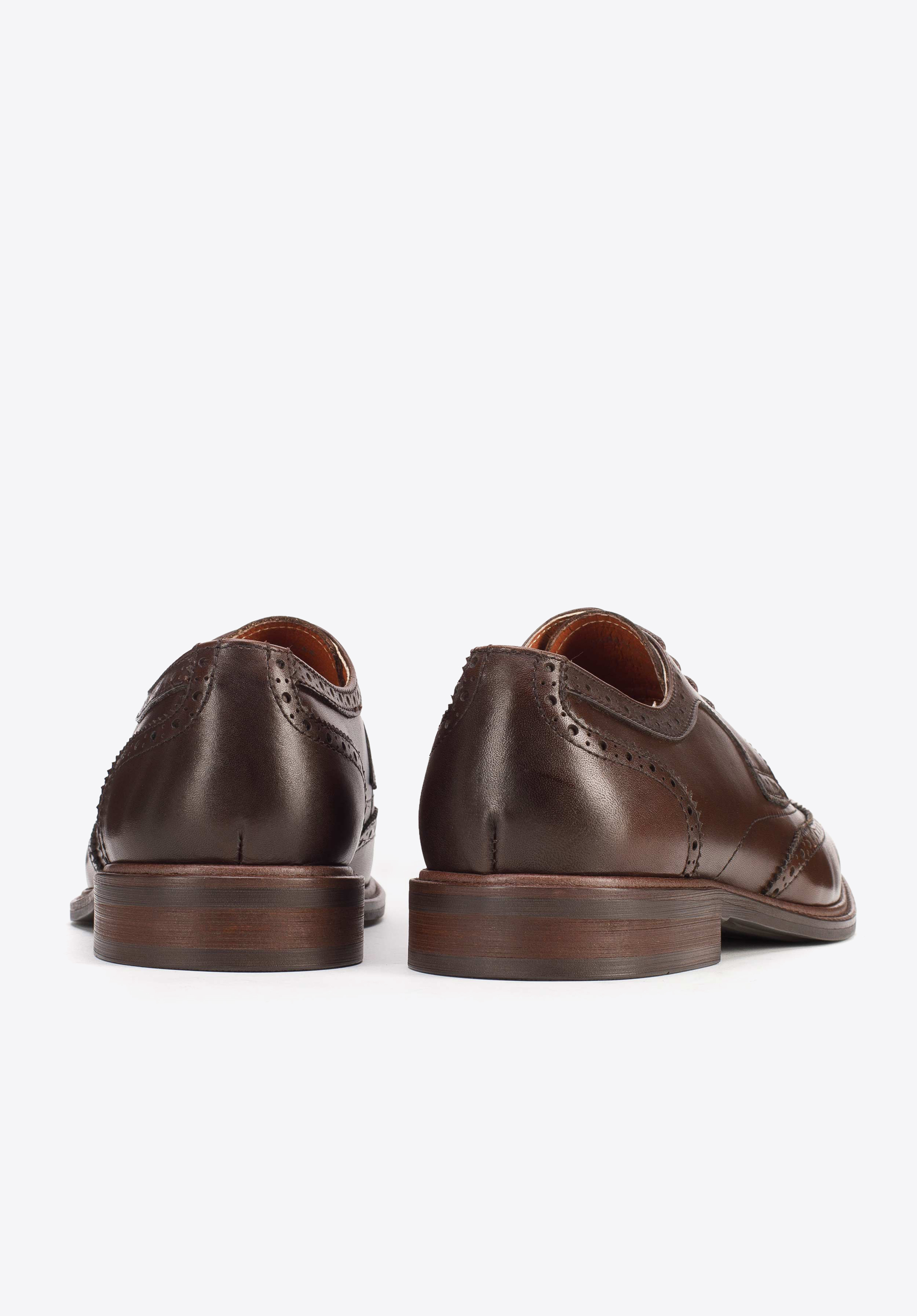 Męskie brogsy ze skóry licowej z perforacjami