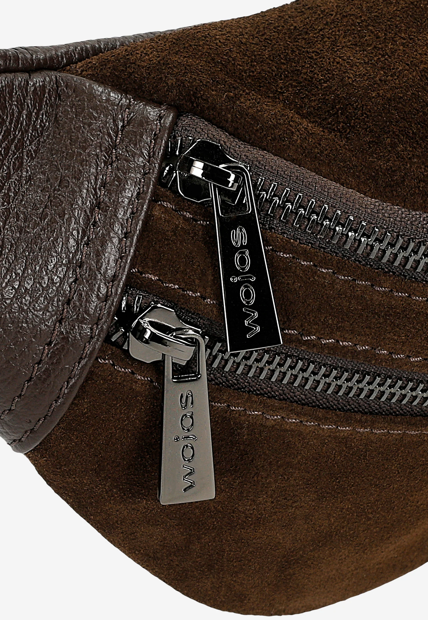 Ciemnobrązowa torebka nerka damska ze skóry licowej