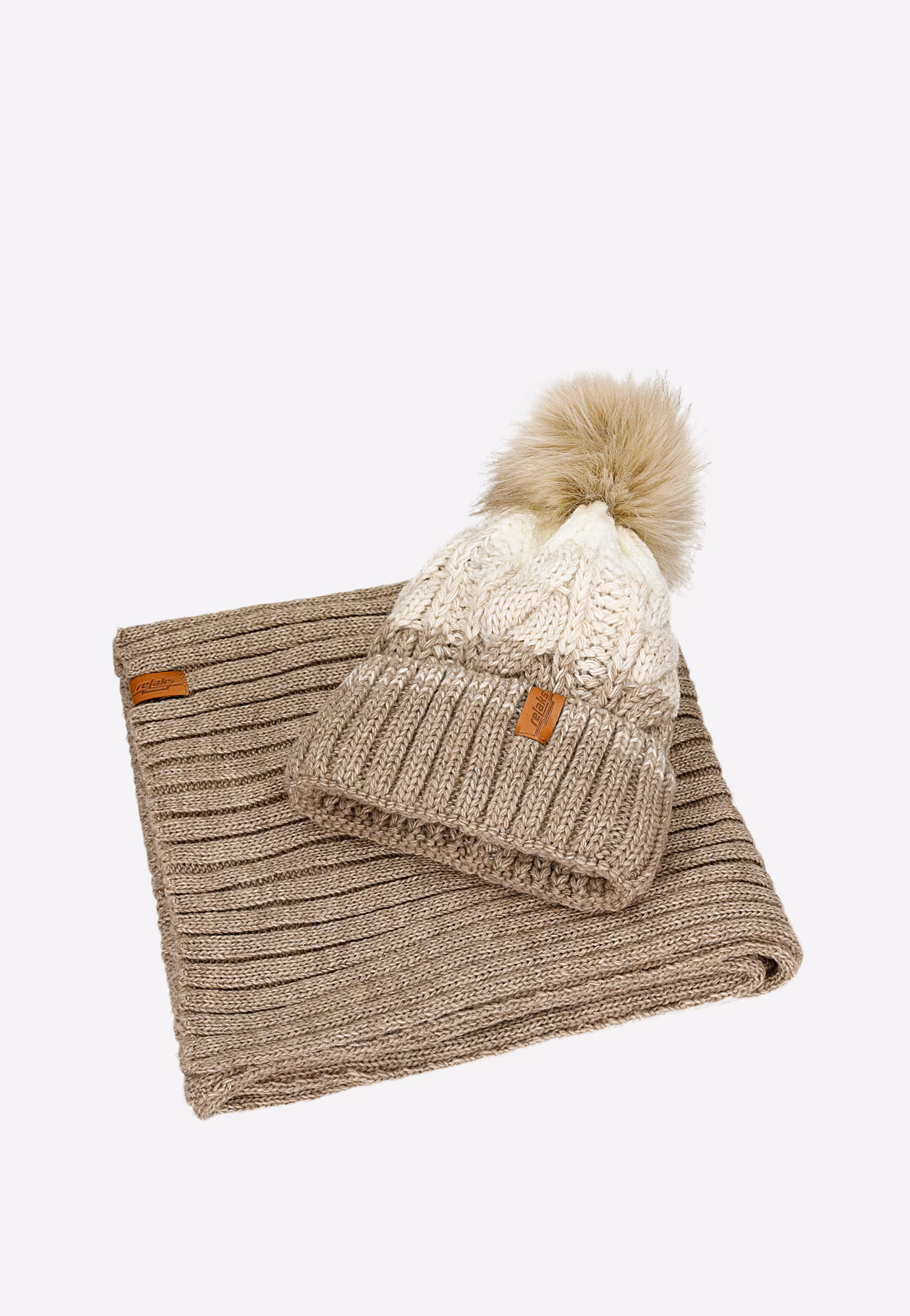 Dwukolorowy zestaw RELAKS czapka + szalik