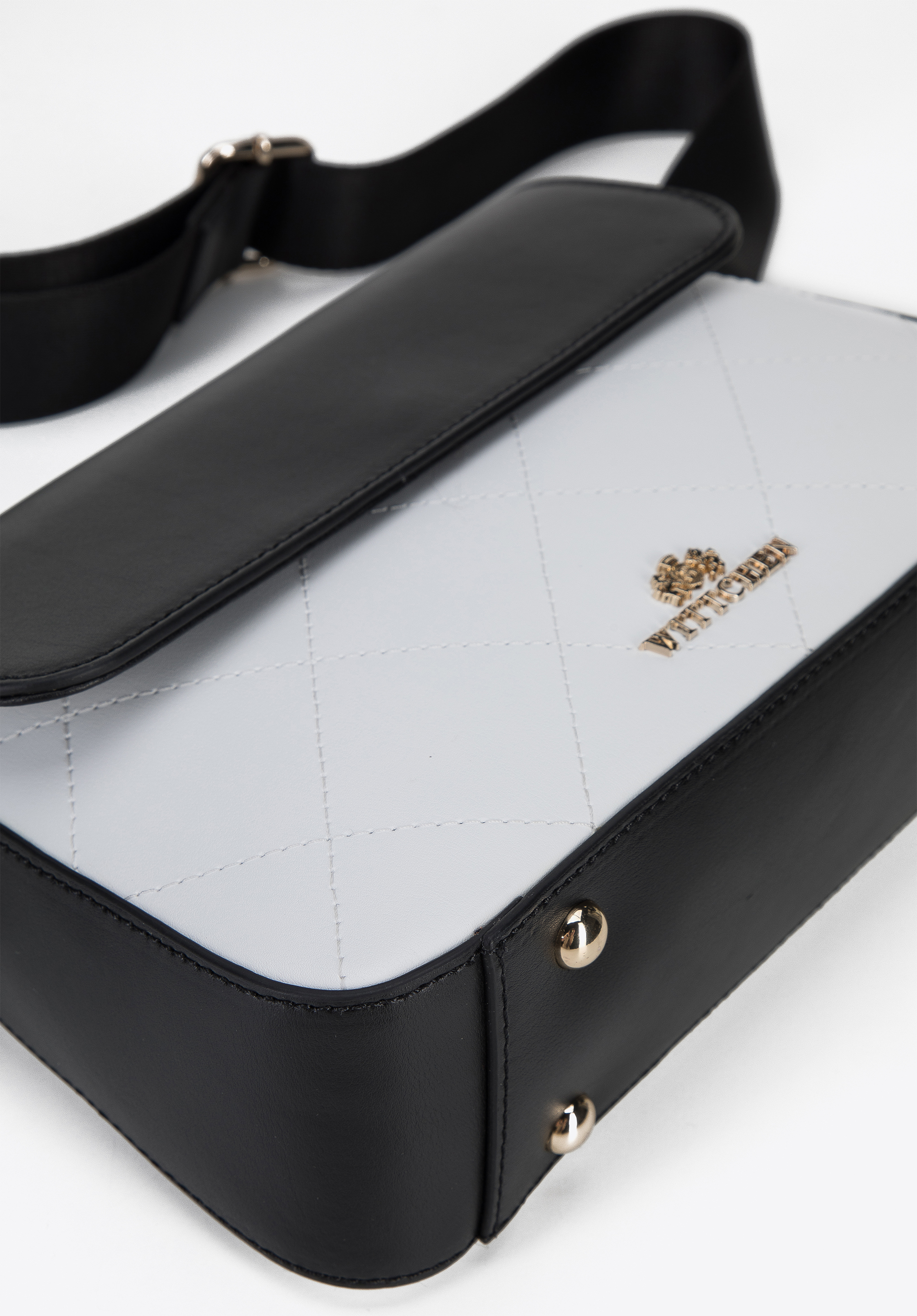 Damska listonoszka skórzana z przeszyciami dwukolorowa