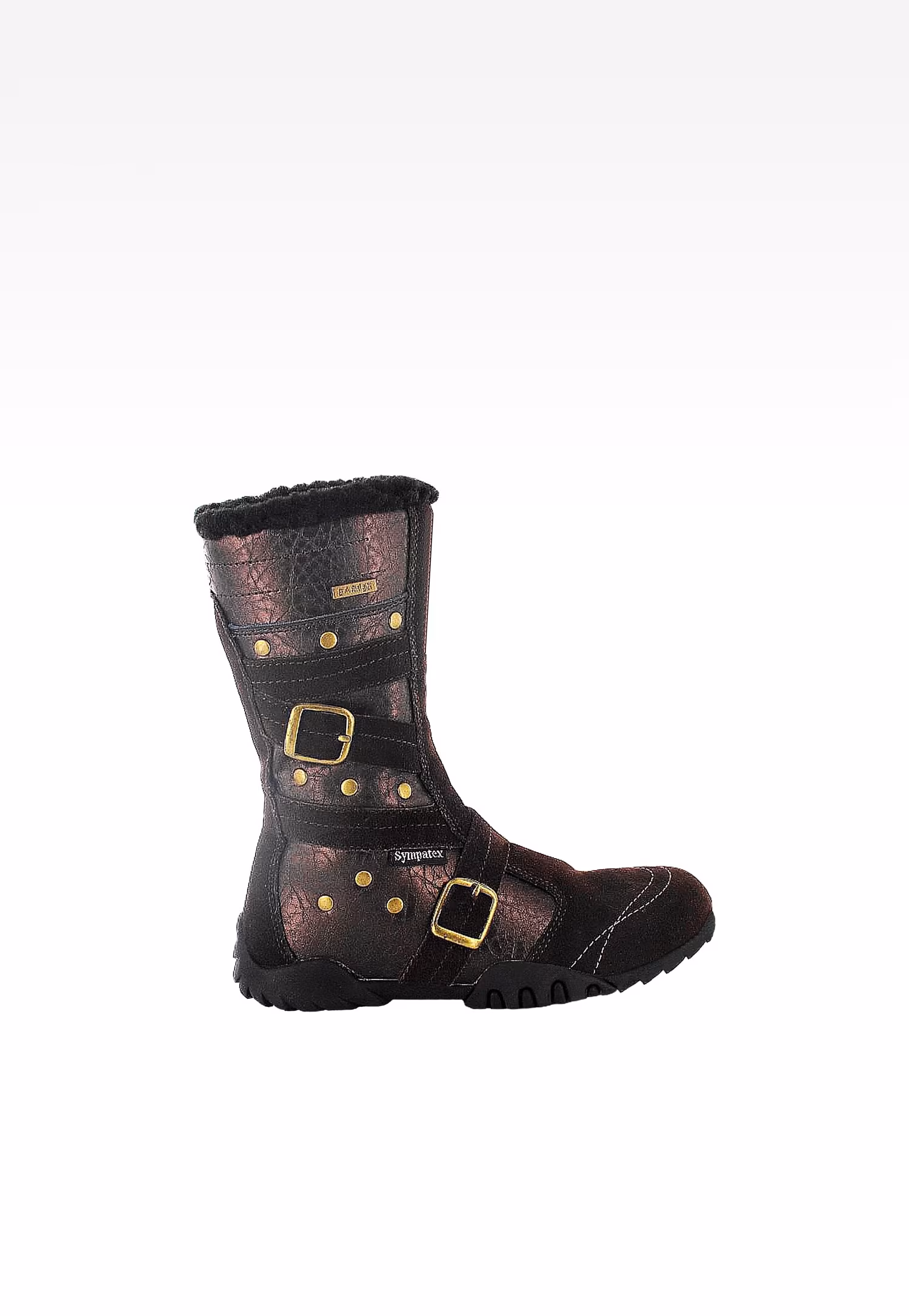 Brązowe kozaki BARTEK T-24574/3J8 ze złotymi klamerkami