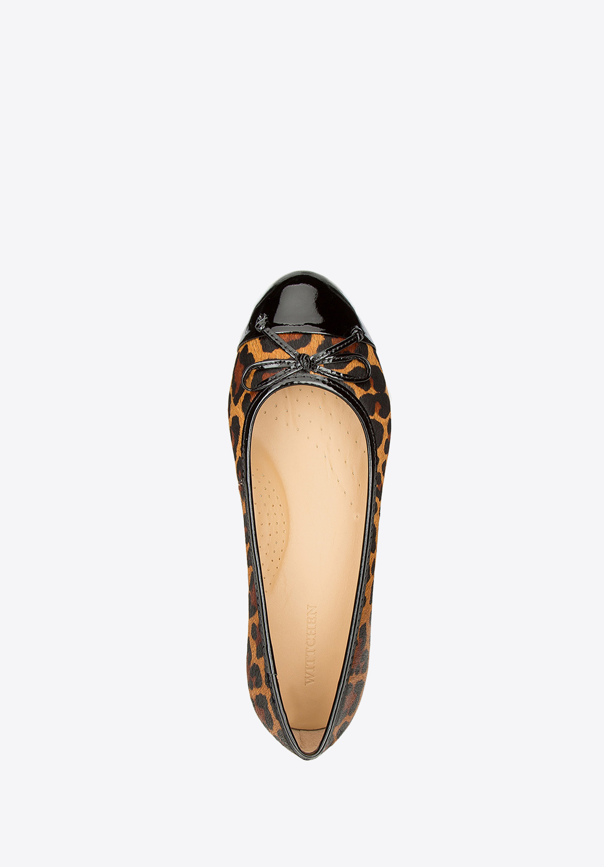 Baleriny skórzane z włosiem w panterkę