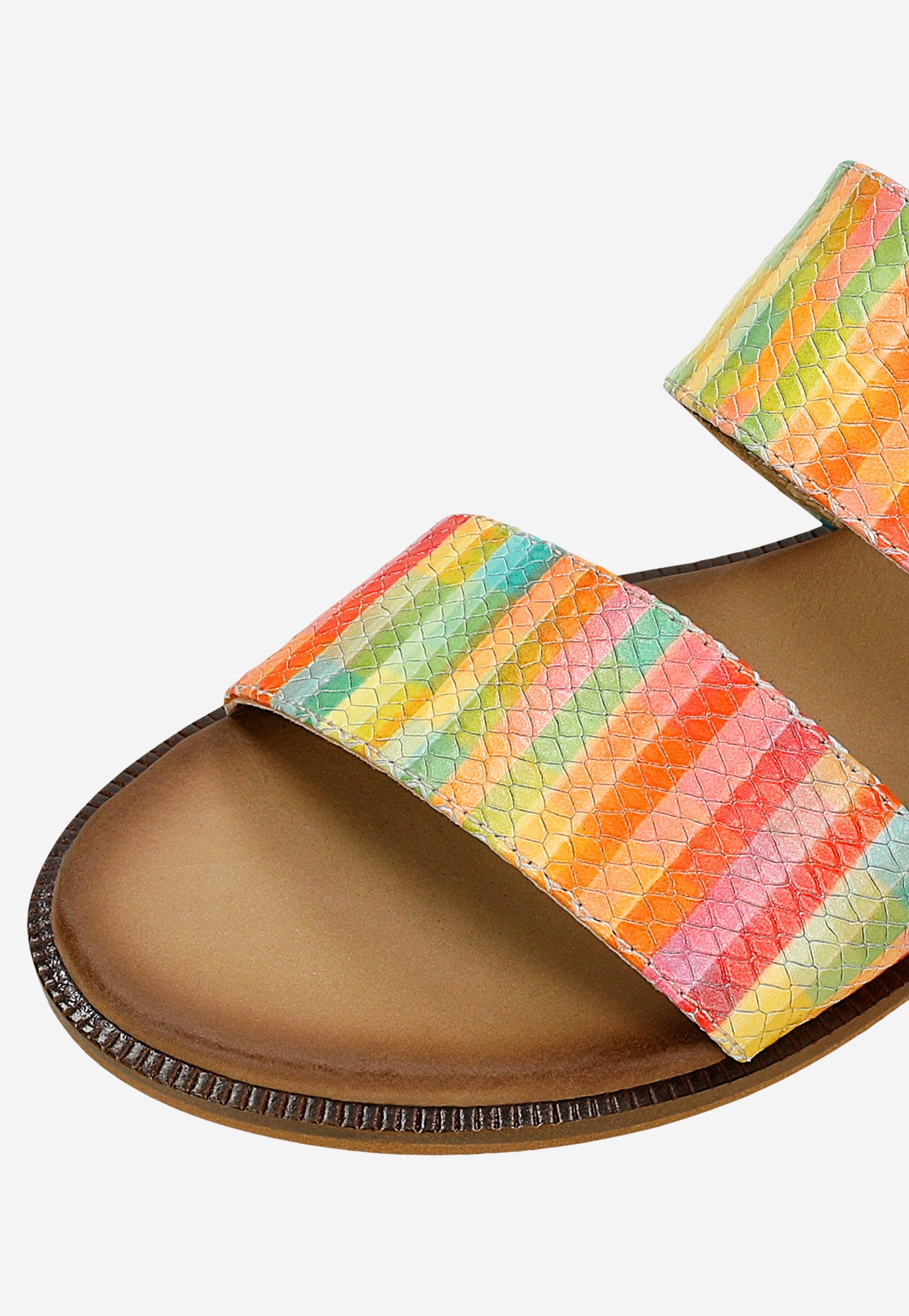 Kolorowe skórzane klapki damskie