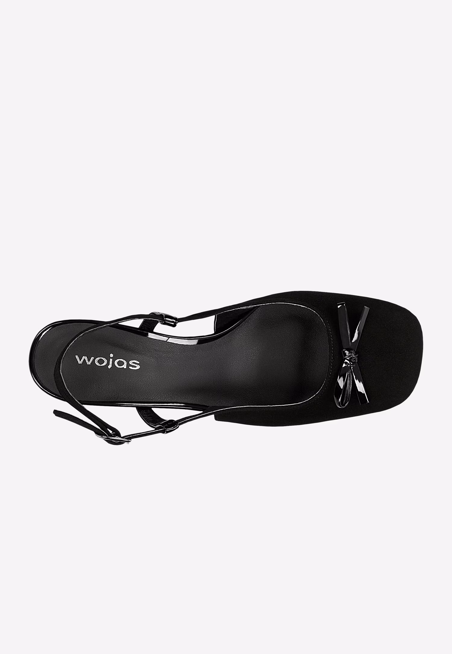 Czarne welurowe czółenka z odkrytą piętą i z ozdobną kokardką