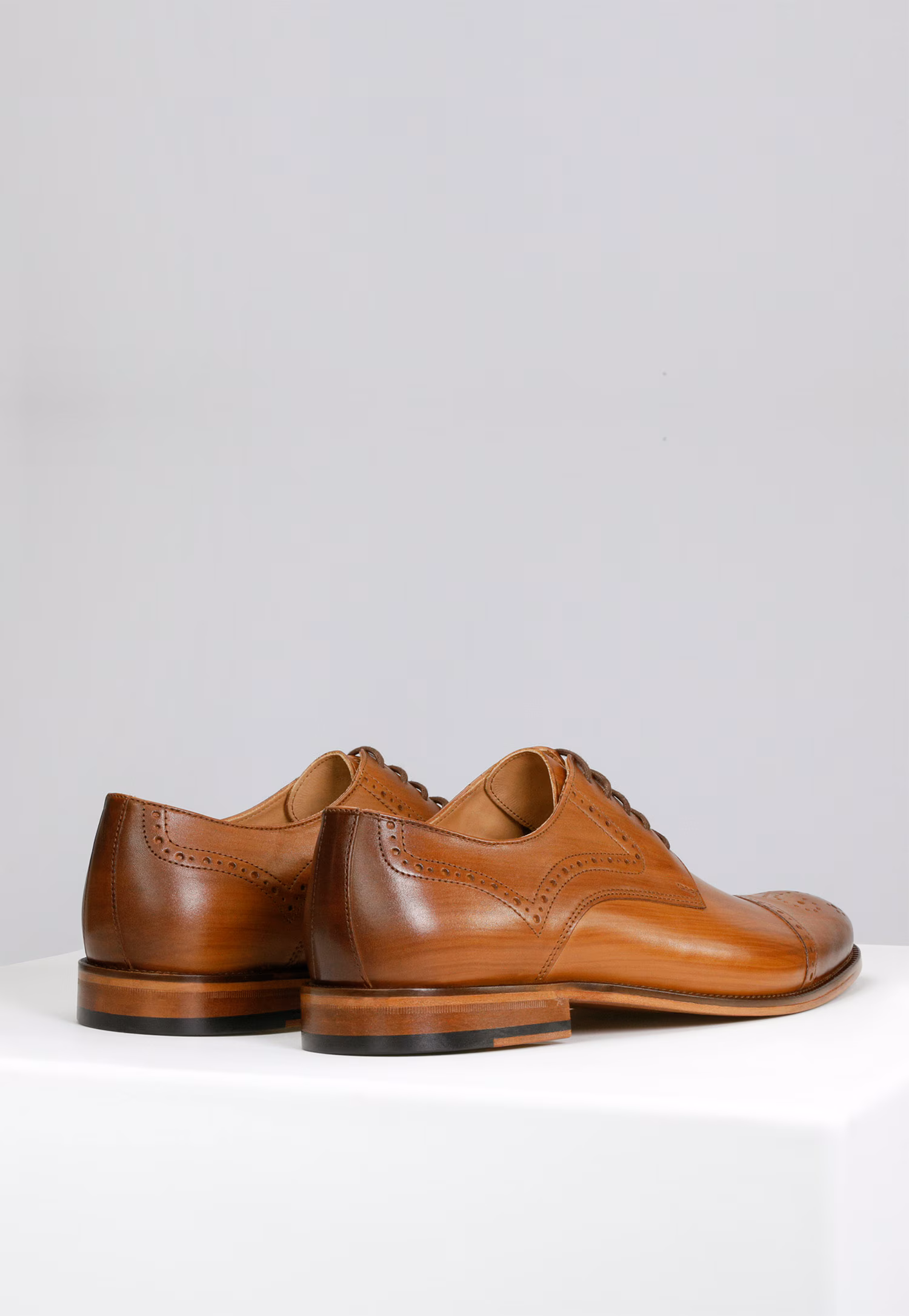 Jasnobrązowe wizytowe półbuty męskie | PREMIUM