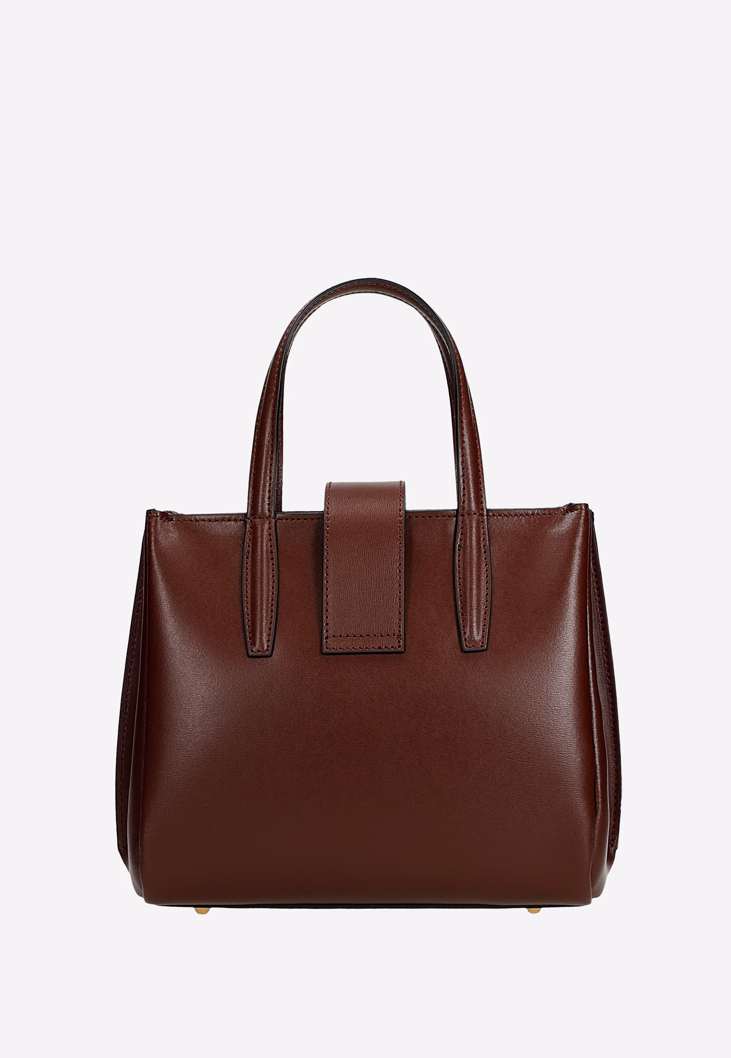 Bordowy skórzany kuferek ze złotym zapięciem