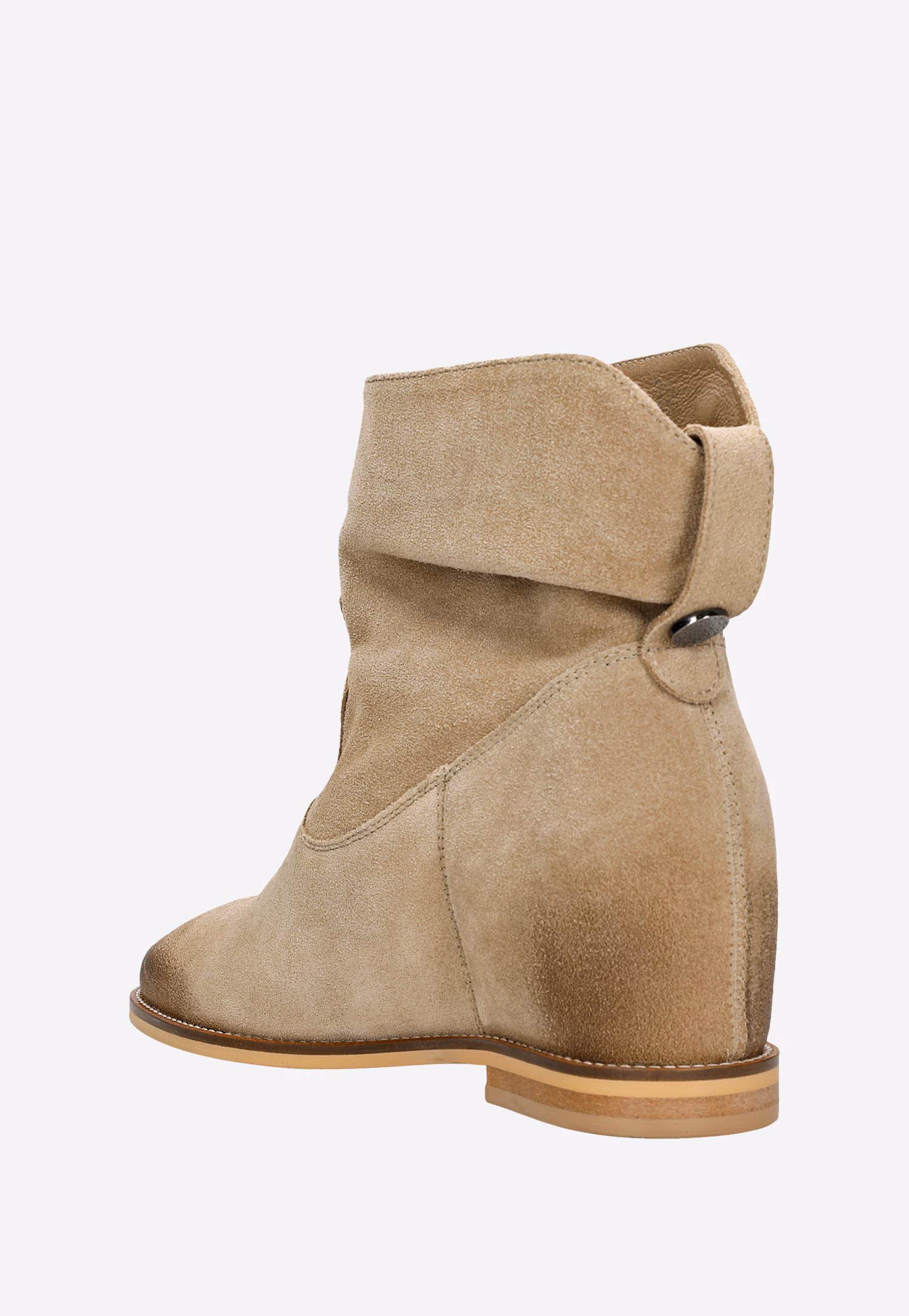 Beżowe botki damskie z ukrytą koturną