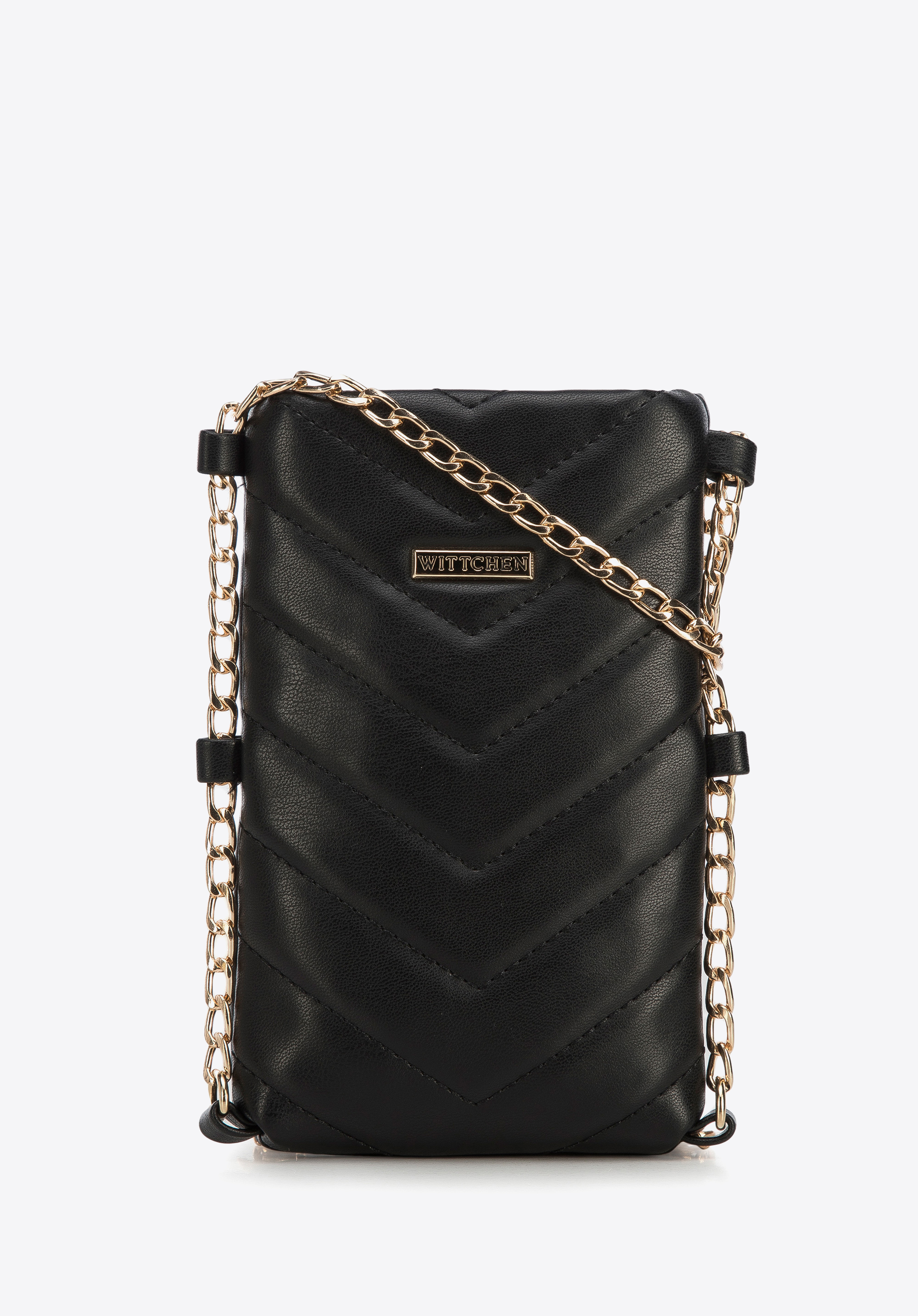 Minitorebka z pikowanej ekoskóry prostokątna na łańcuszku