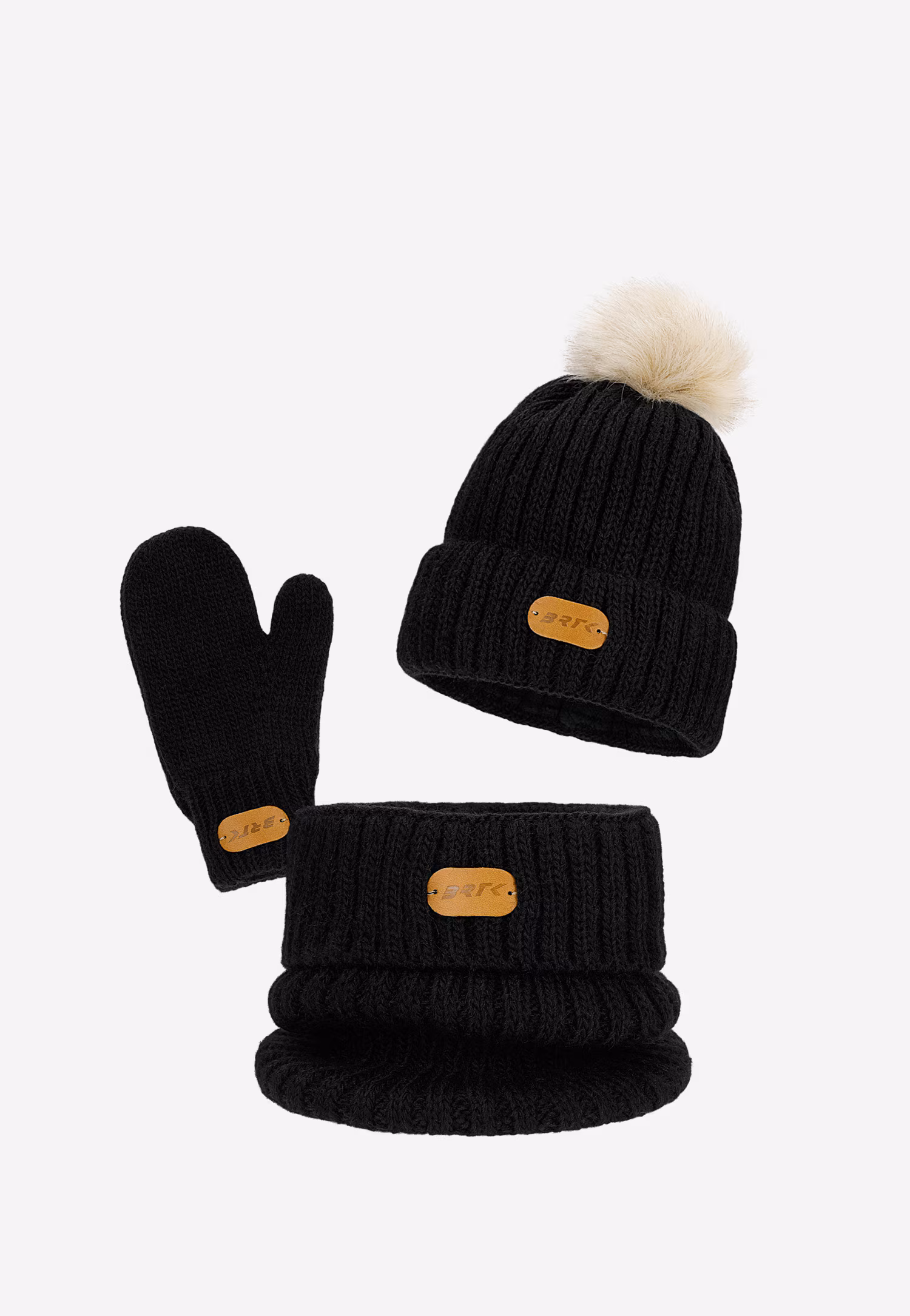 Zimowy zestaw BARTEK 85601-14 - czapka z pomponem + komin + rękawiczki