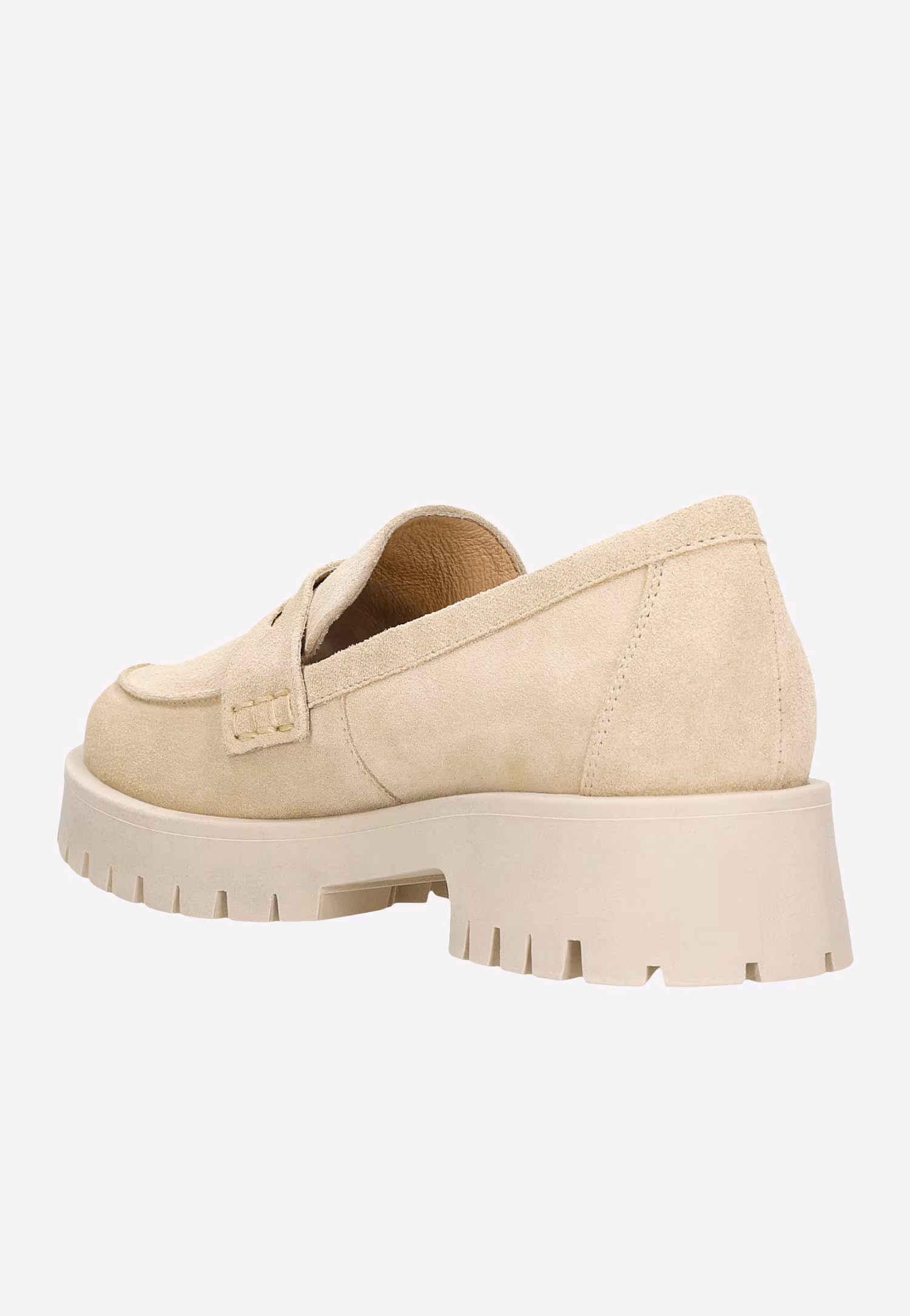 Beżowe mokasyny damskie na grubej podeszwie