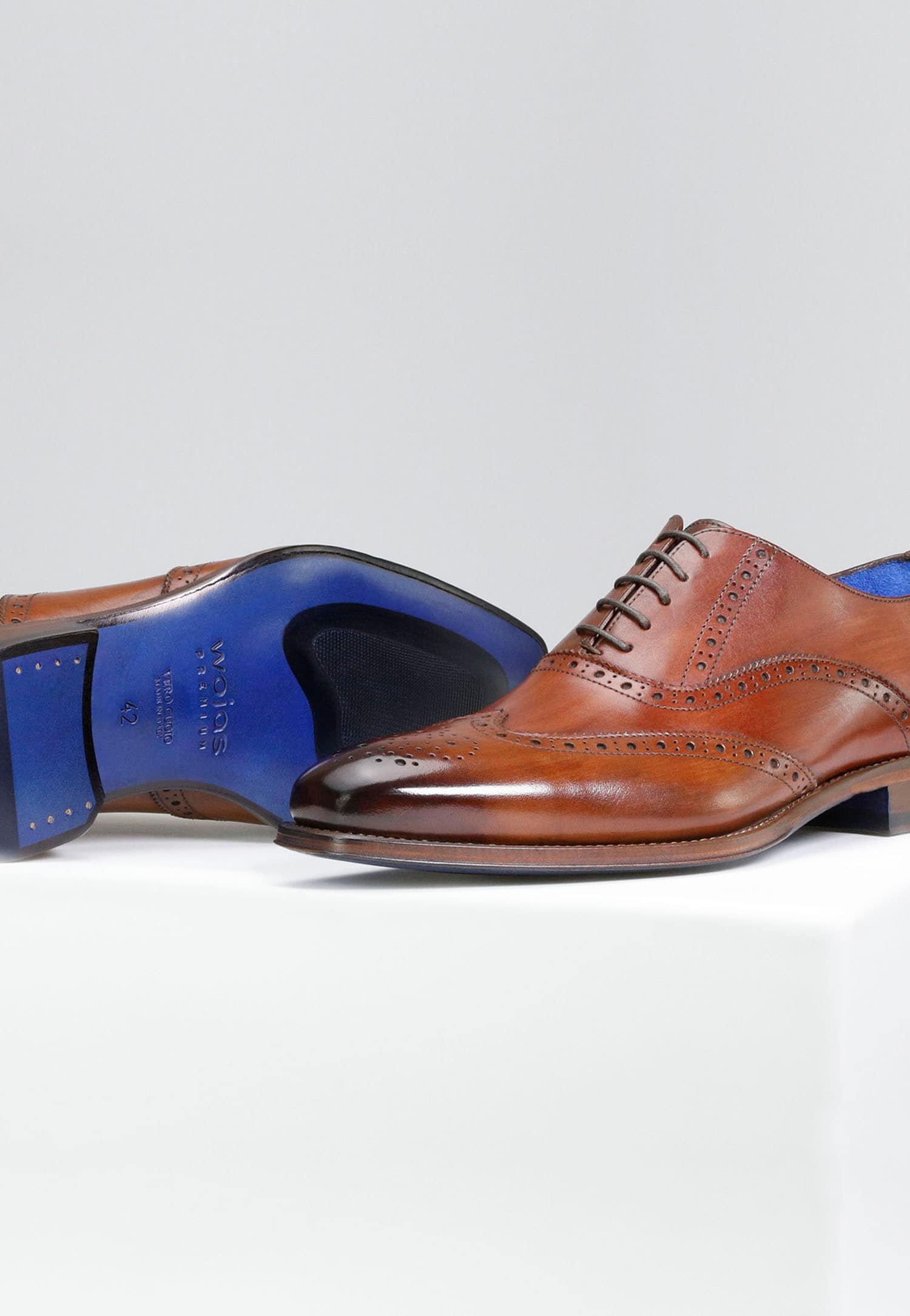 Oxfordy męskie PREMIUM w kolorze jasnego brązu