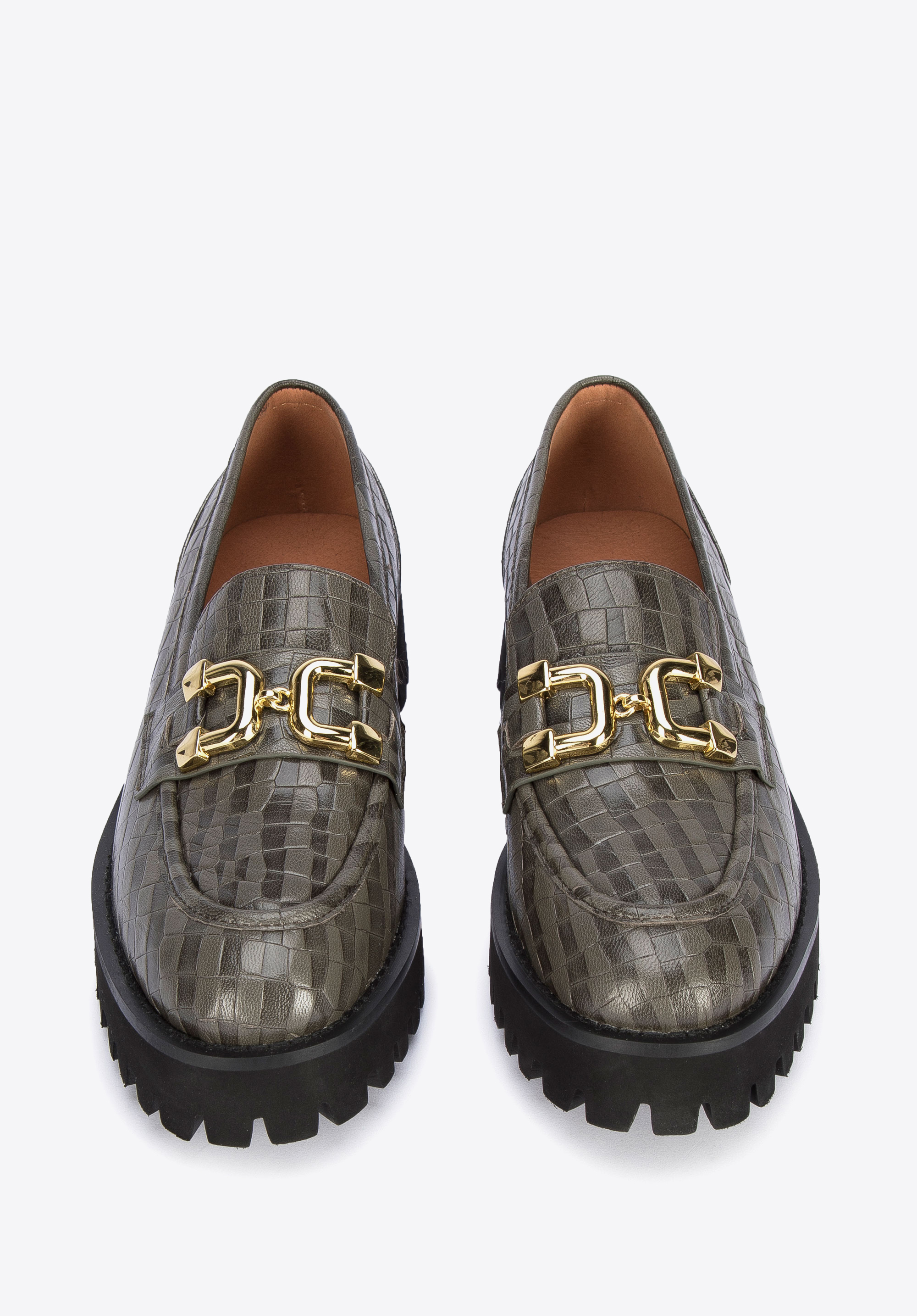 Damskie mokasyny ze skóry z klamerką