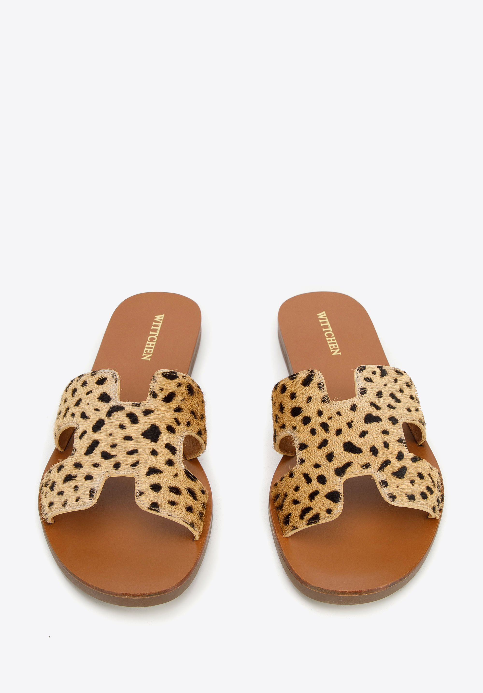 Damskie klapki skórzane z przodem w literę H