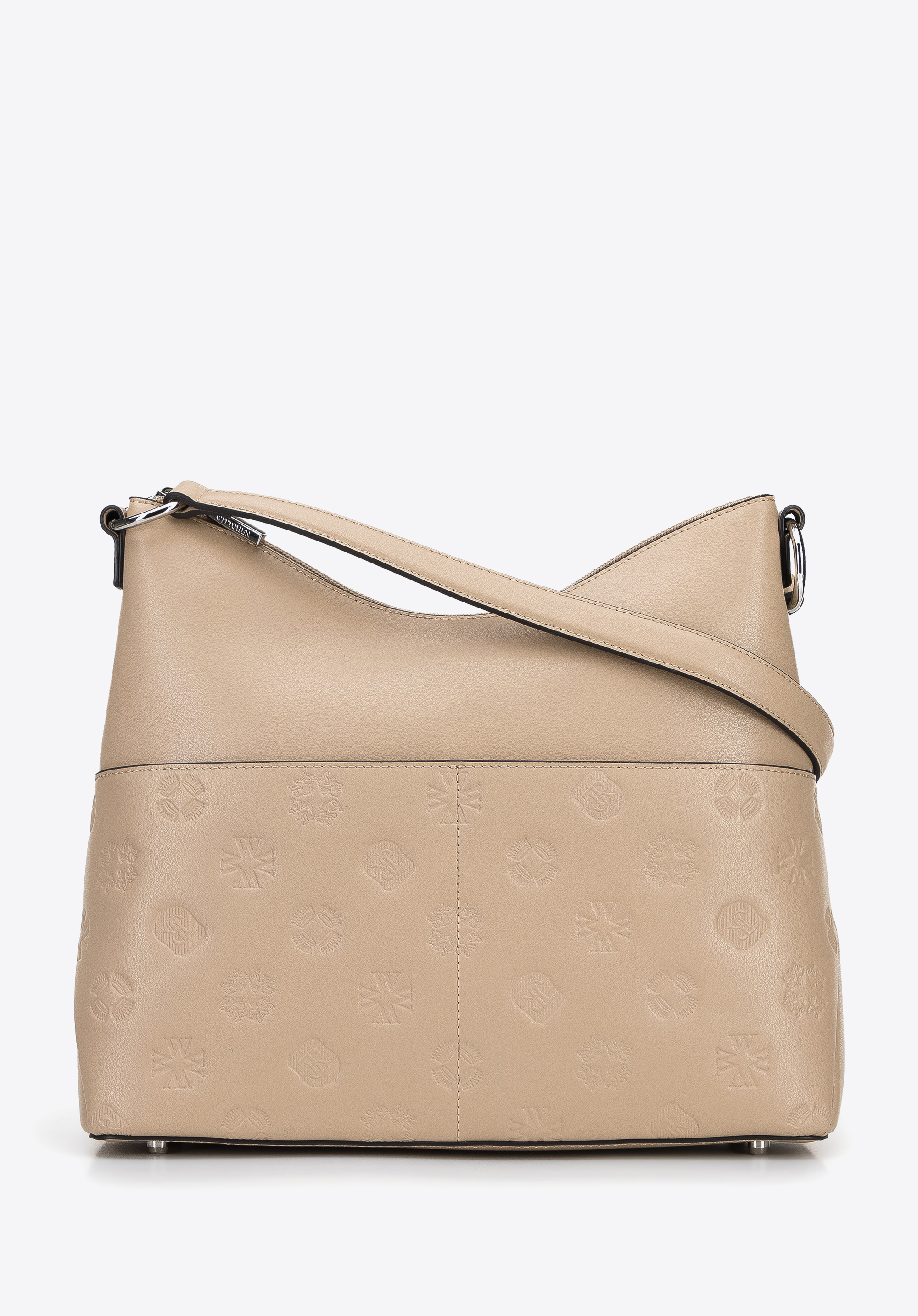 Torebka worek skórzana tłoczona w monogram