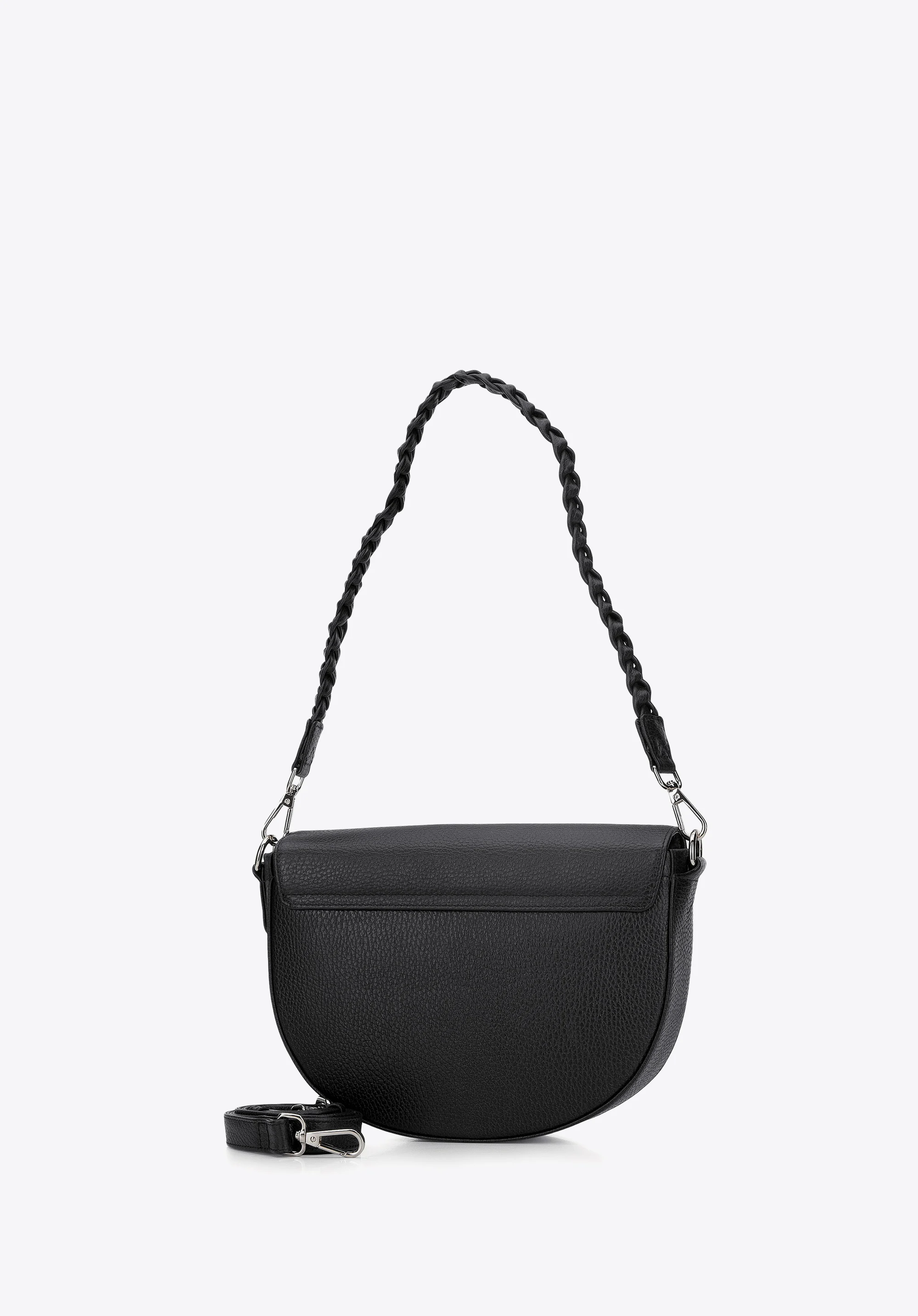 Torebka saddle bag skórzana z plecionym paskiem