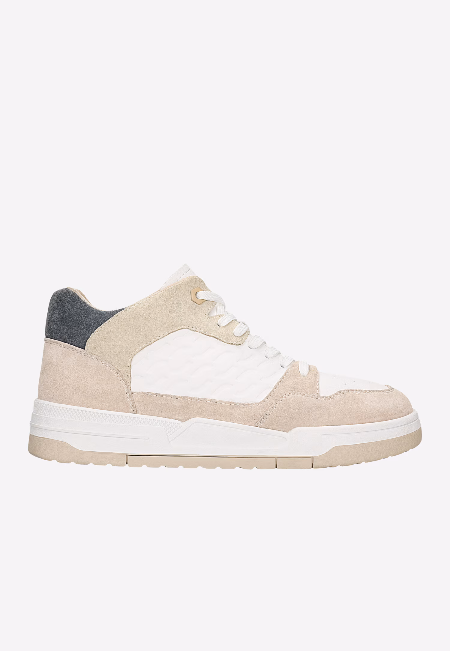 RELAKS biało-beżowe trampki z szarą wstawką