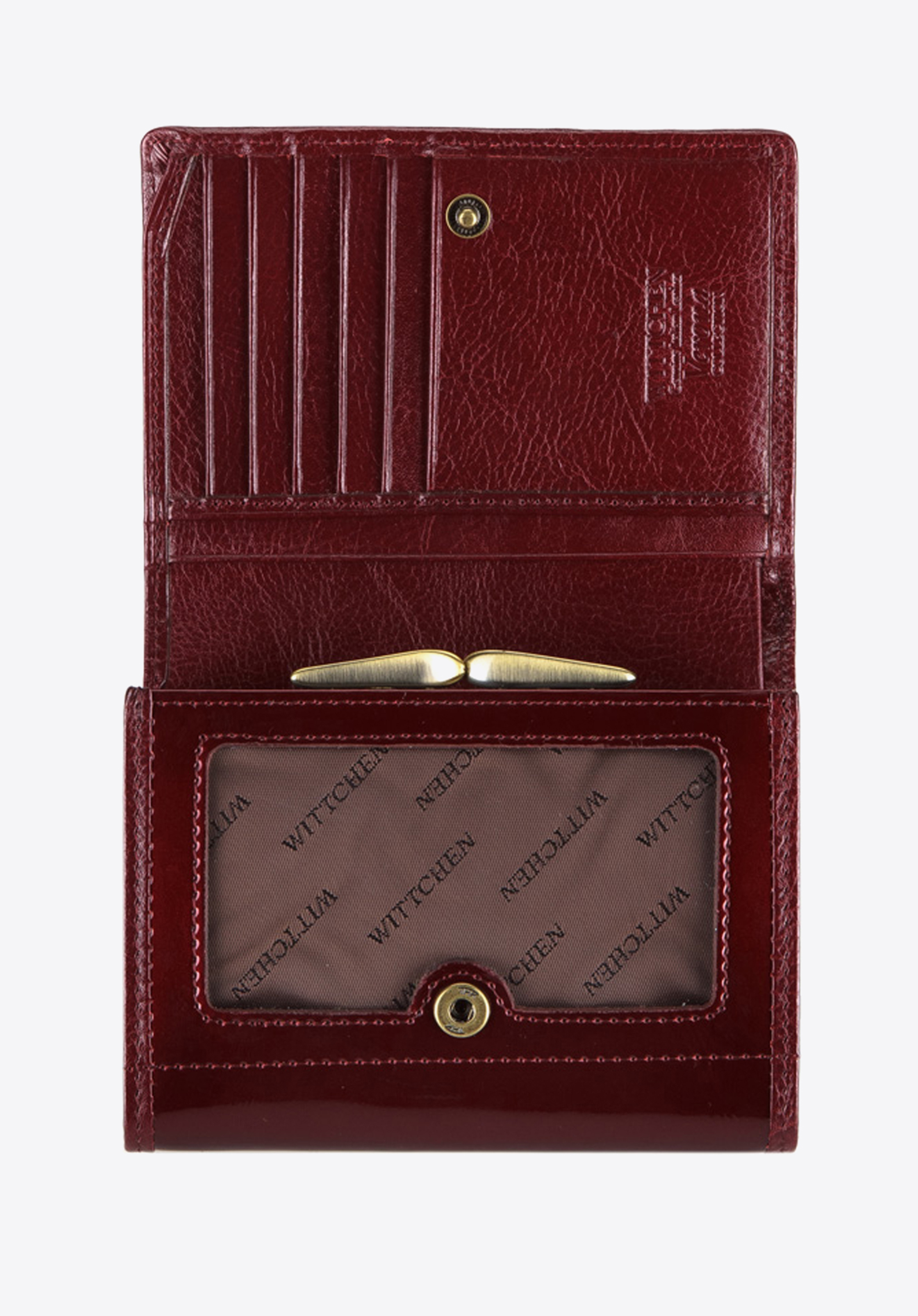 Damski portfel ze skóry lakierowany średni