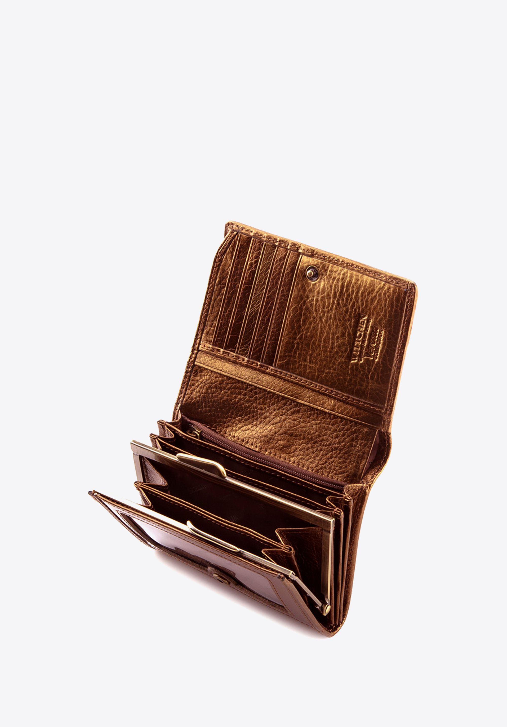 Damski portfel ze skóry lakierowany średni