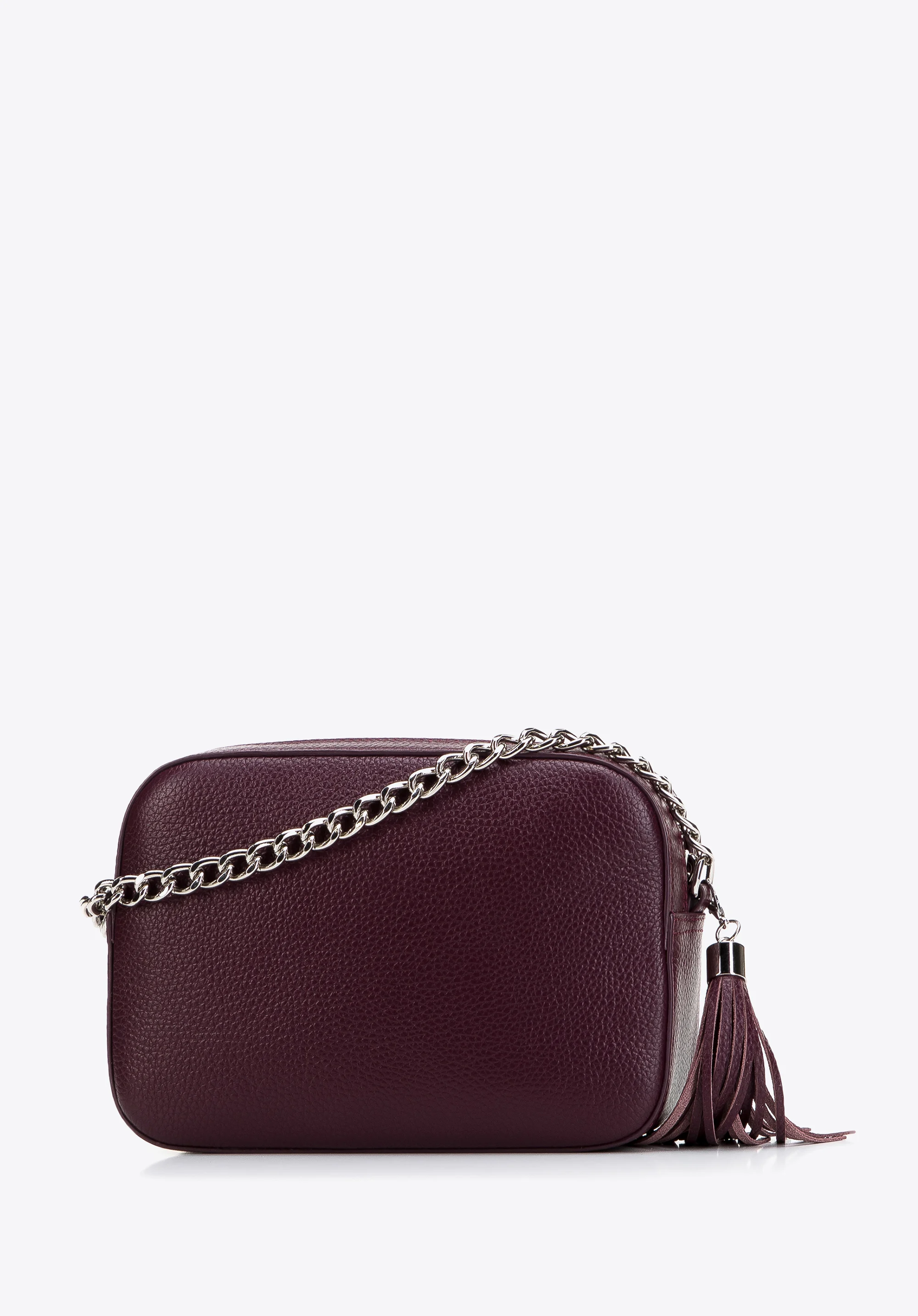 Damska listonoszka skórzana pudełkowa na łańcuszku