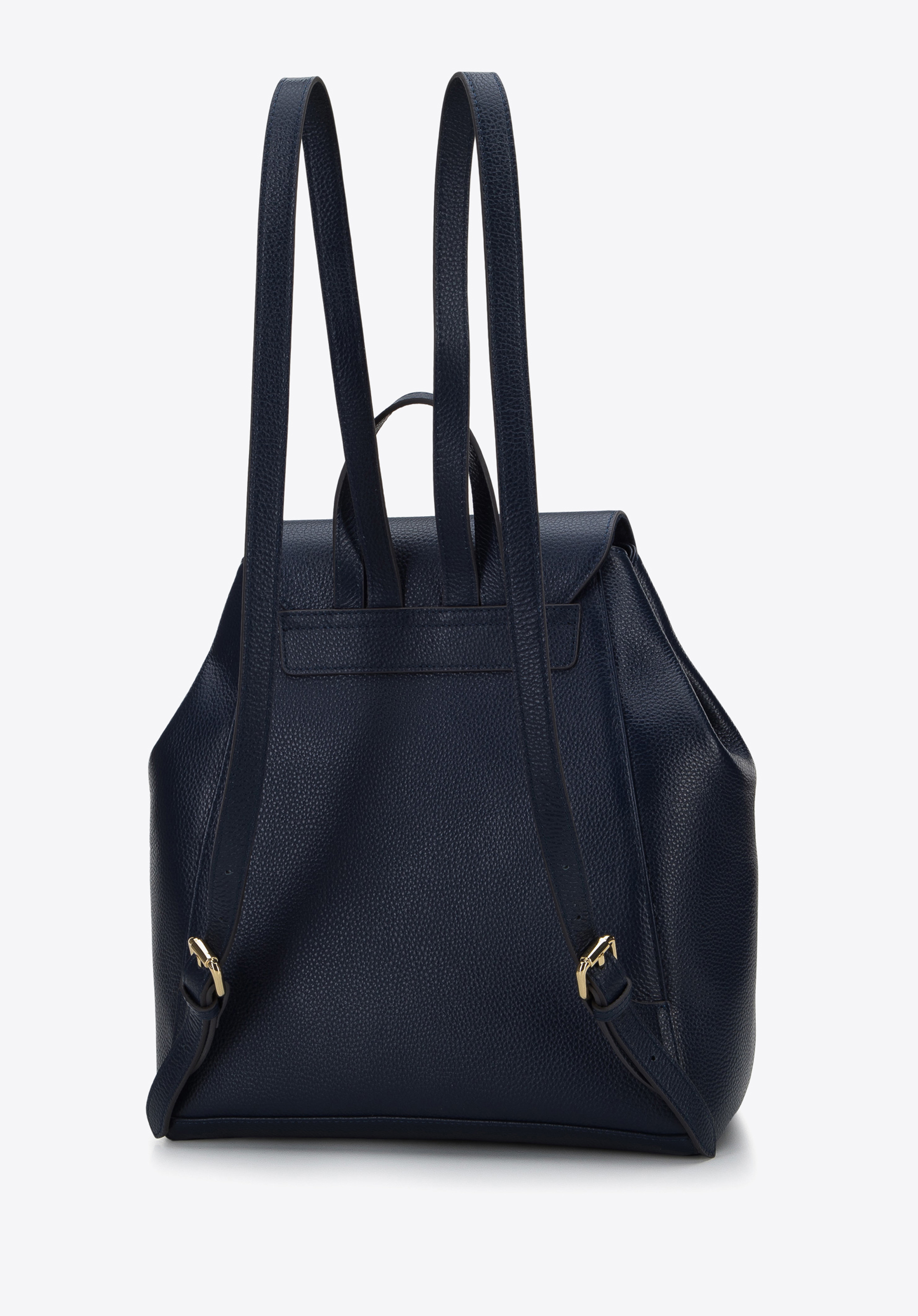 Damski plecak skórzany z pionowymi suwakami